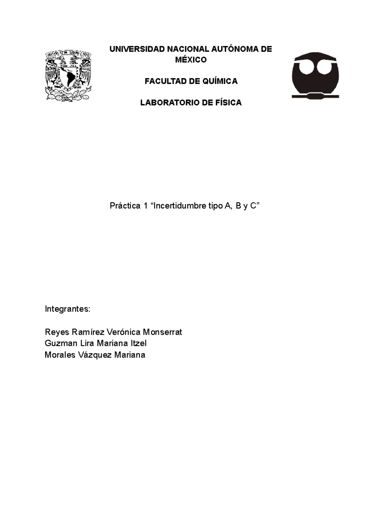 Práctica 1: Incertidumbre Tipo A, B y C en Mediciones Directas - Studocu