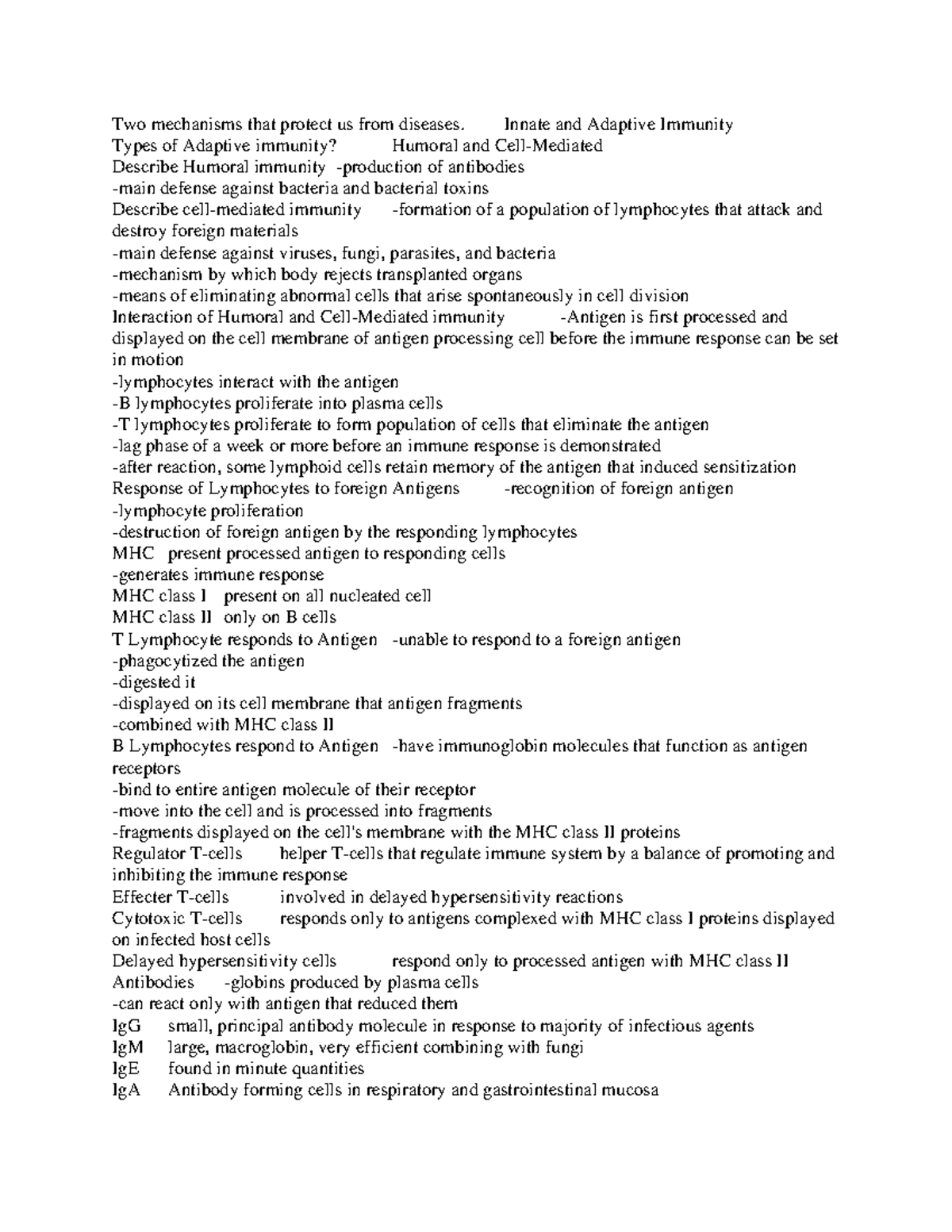 Exam 2 Study Guide: Pathophysiology of Immune Responses and Disorders ...