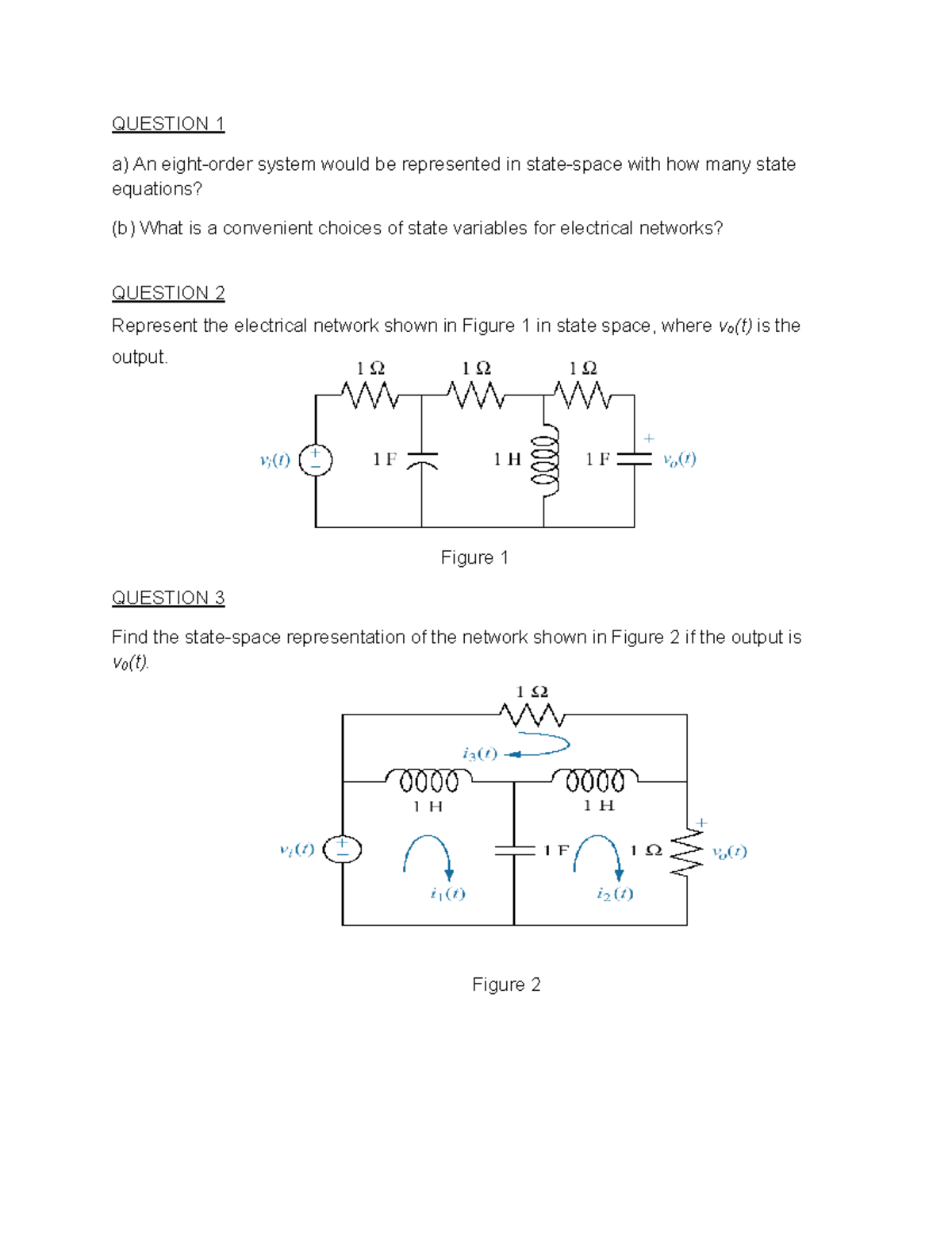 Tutorial 2 - State Space Representation of Electrical Networks - Studocu