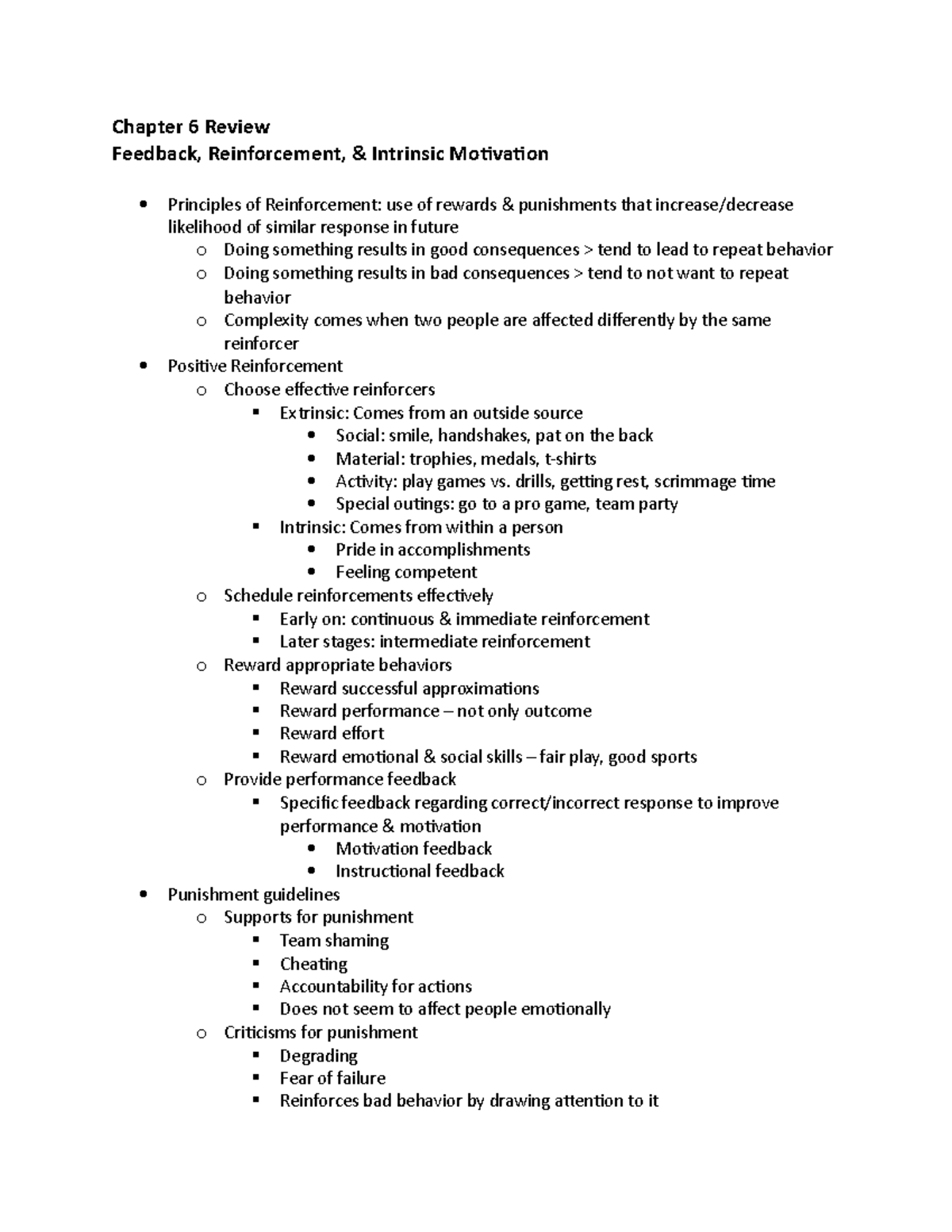 CH-6 Review: Feedback, Reinforcement & Intrinsic Motivation Insights ...