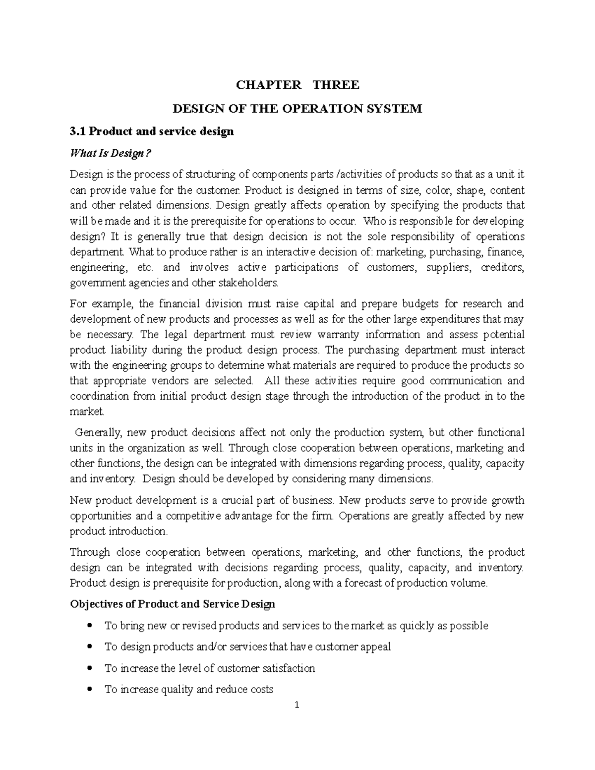 Chapter 3 OM: Designing Operational Systems and Process Selection - Studocu