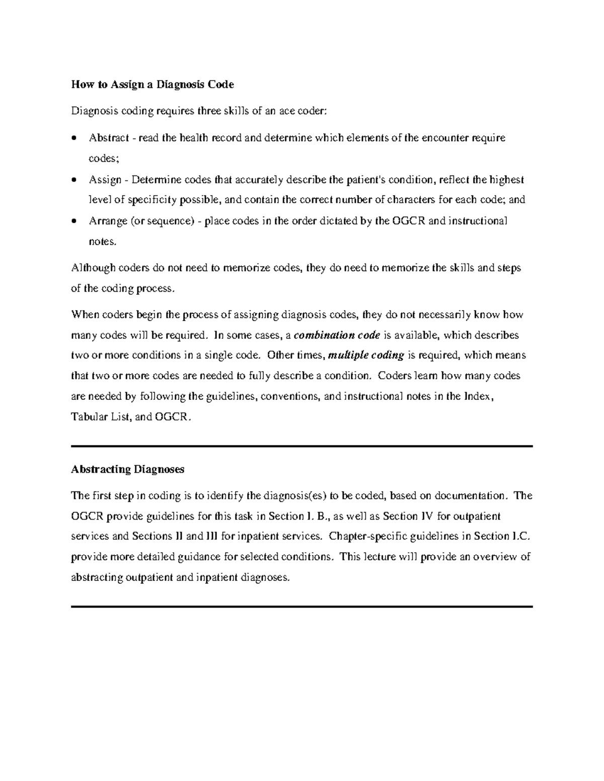 Diagnosis Coding Overview and Guidelines - Studocu