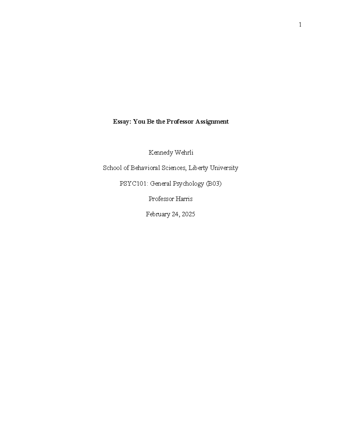 Essay you be the professor - Essay: You Be the Professor Assignment ...