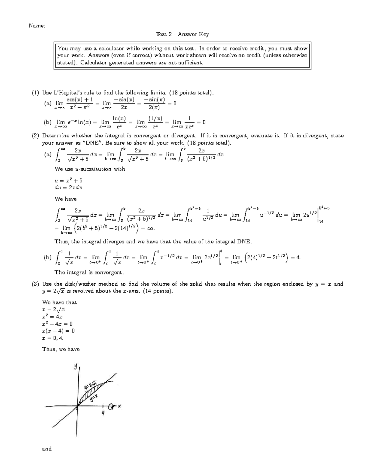 Test 2 (MATH101) - Answer Key with Solutions and Work Shown - Studocu