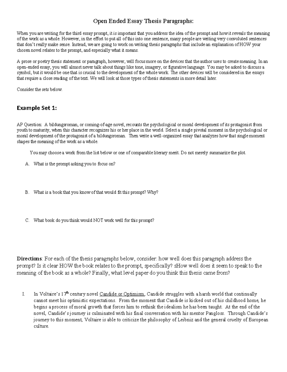 Open ended essay thesis paragraphs - Open Ended Essay Thesis Paragraphs ...