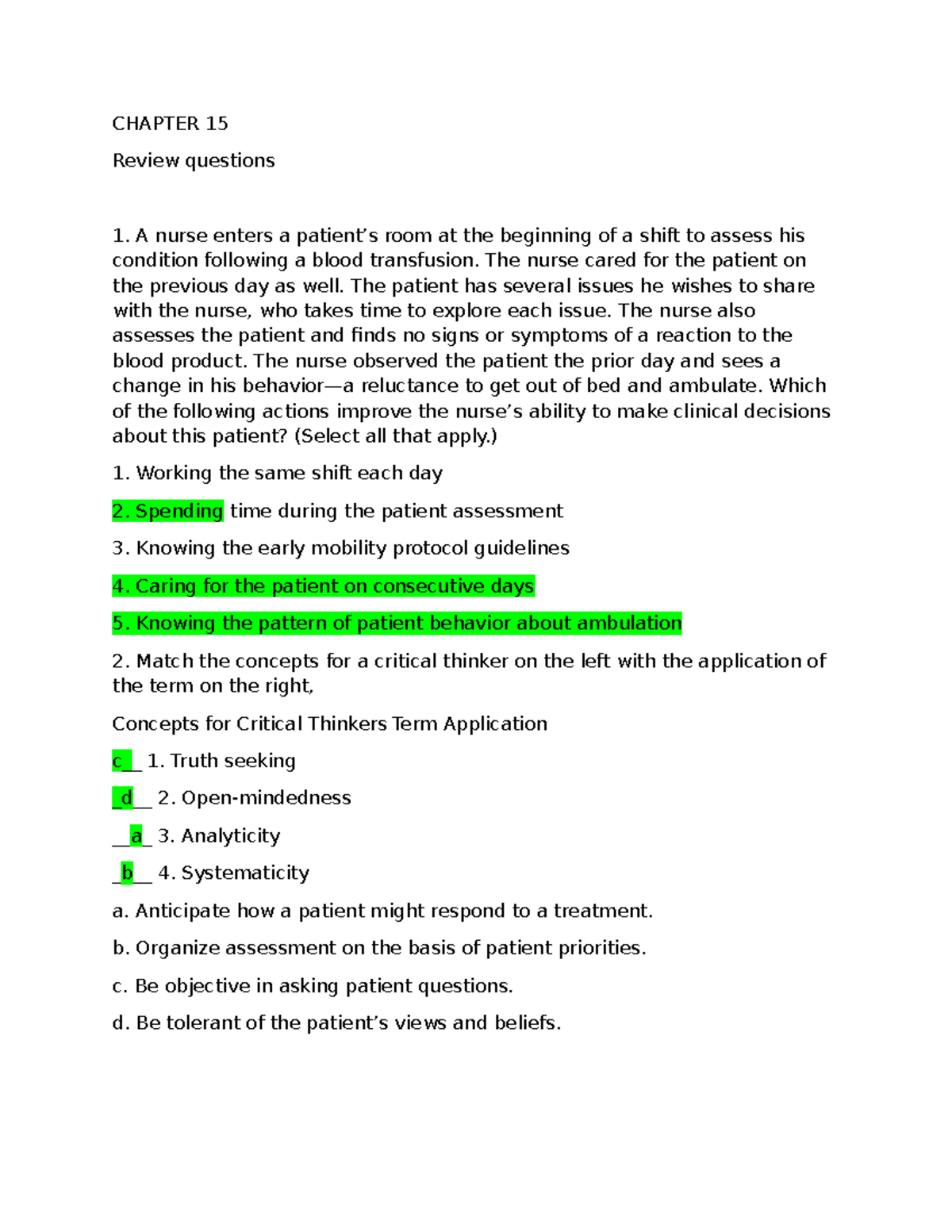 Chapter 15 Critical Thinking Review Questions and Answers - Studocu