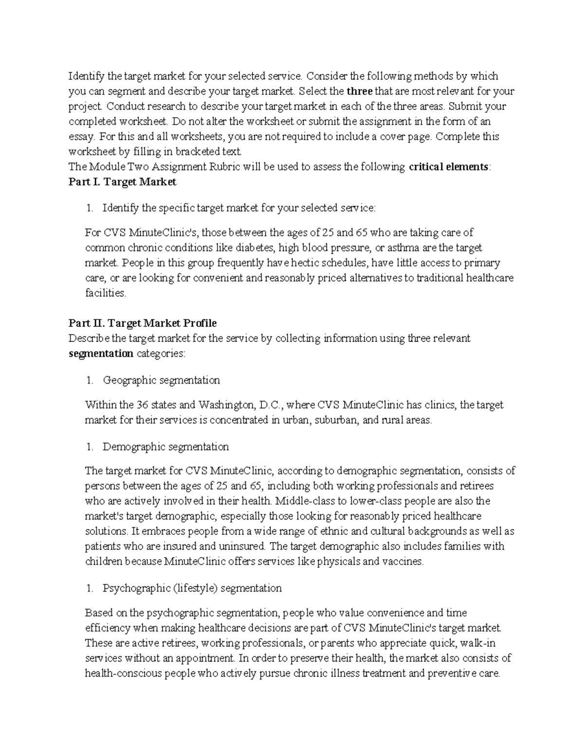 Untitled document (20) - Identify the target market for your selected ...