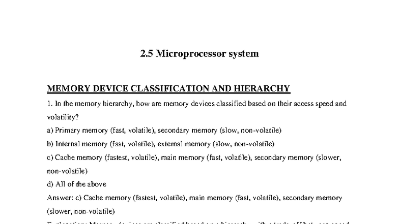2.5 Microprocessor System: Memory Device Classification & Hierarchy ...