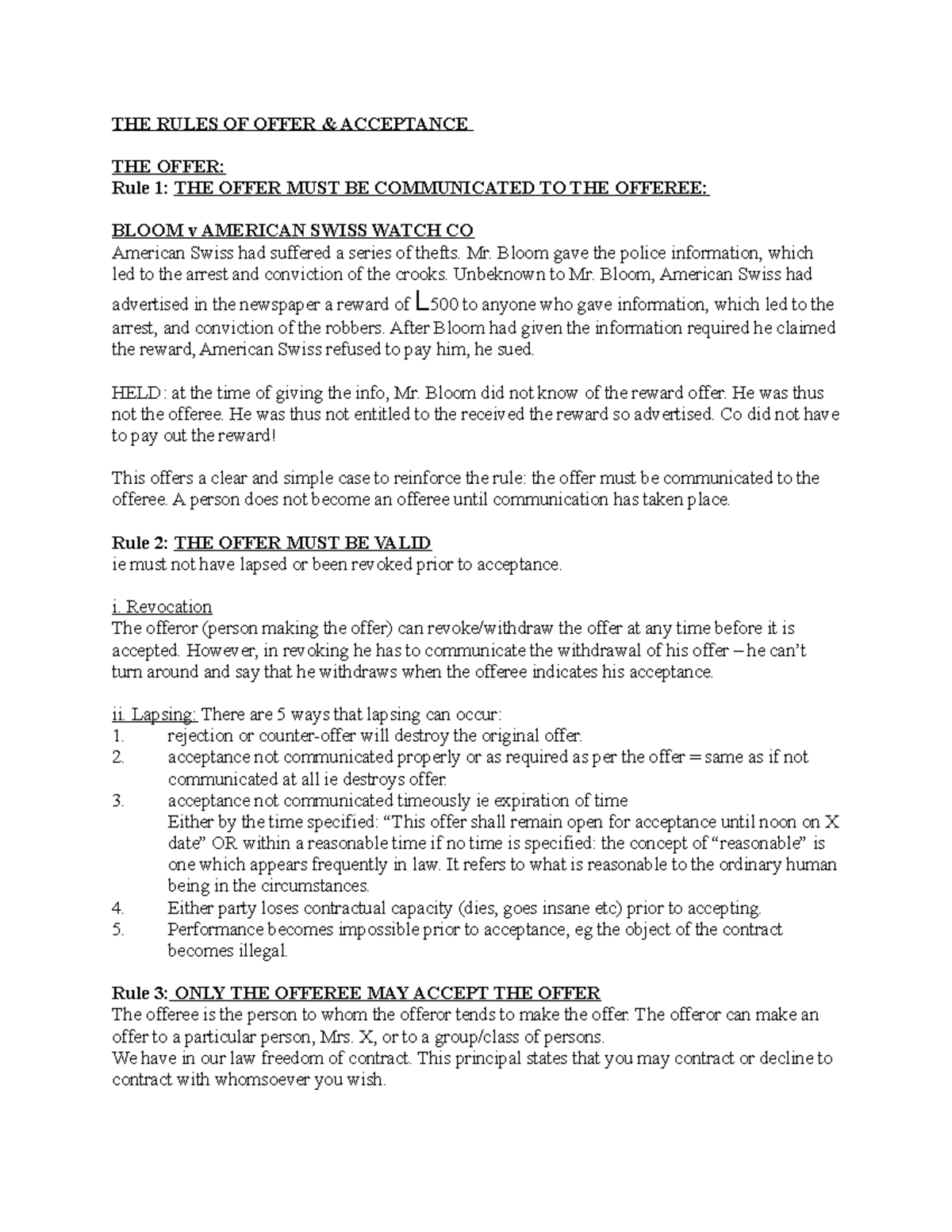 Understanding Offer & Acceptance in Contract Law: Key Rules and Cases ...