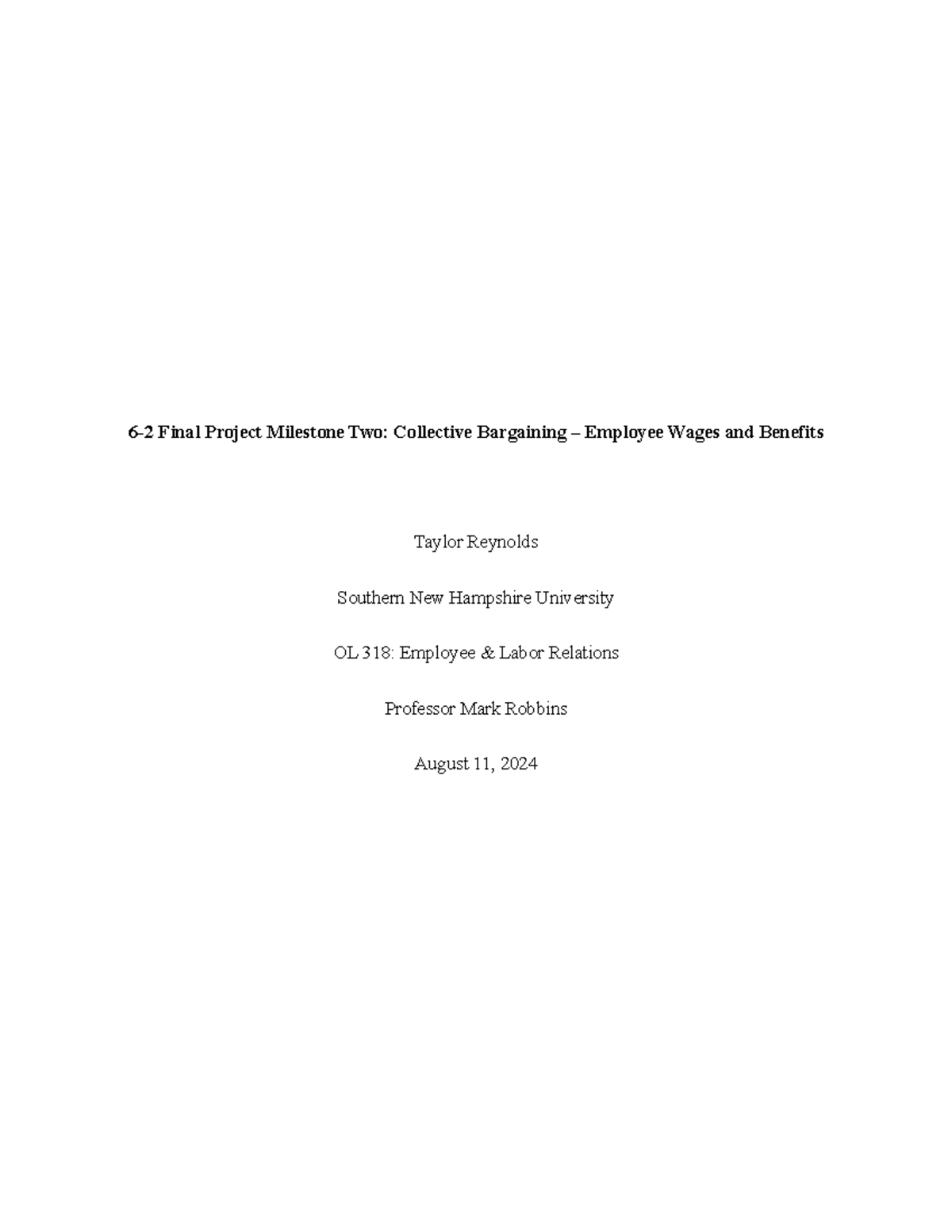 6-2 Final Project Milestone Two: Collective Bargaining on Wages ...