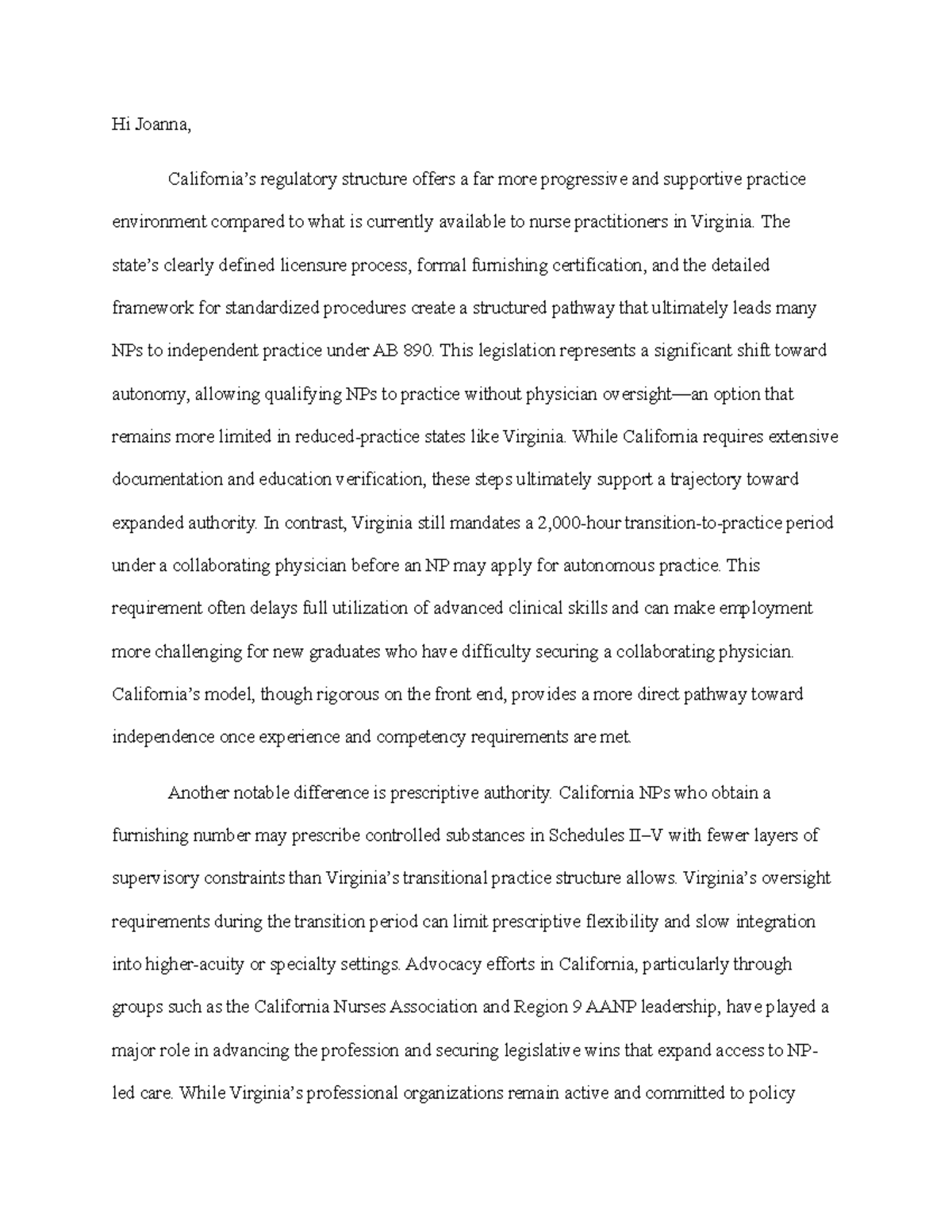 California vs. Virginia NP Practice: Regulatory Structures & Autonomy ...