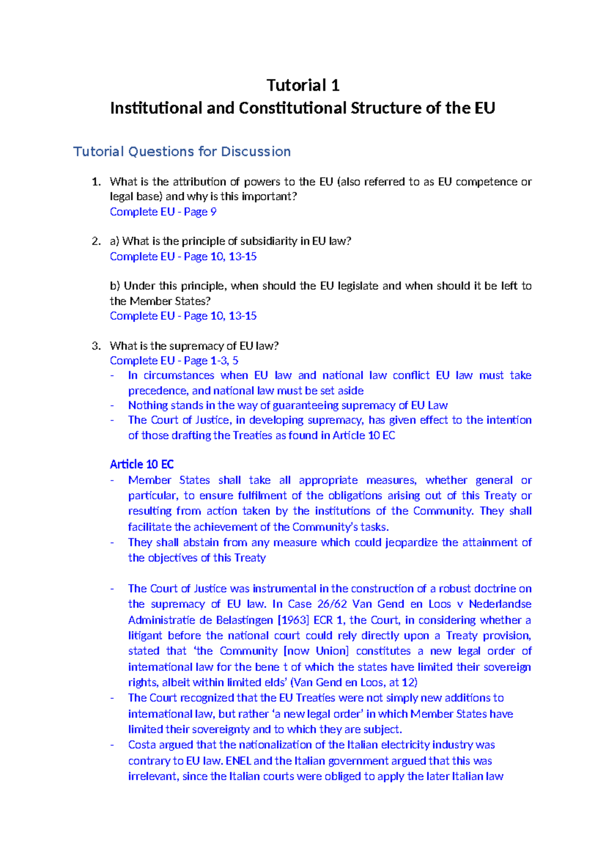 Tutorial 1 - Institutional and Constitutional Structure of the EU ...