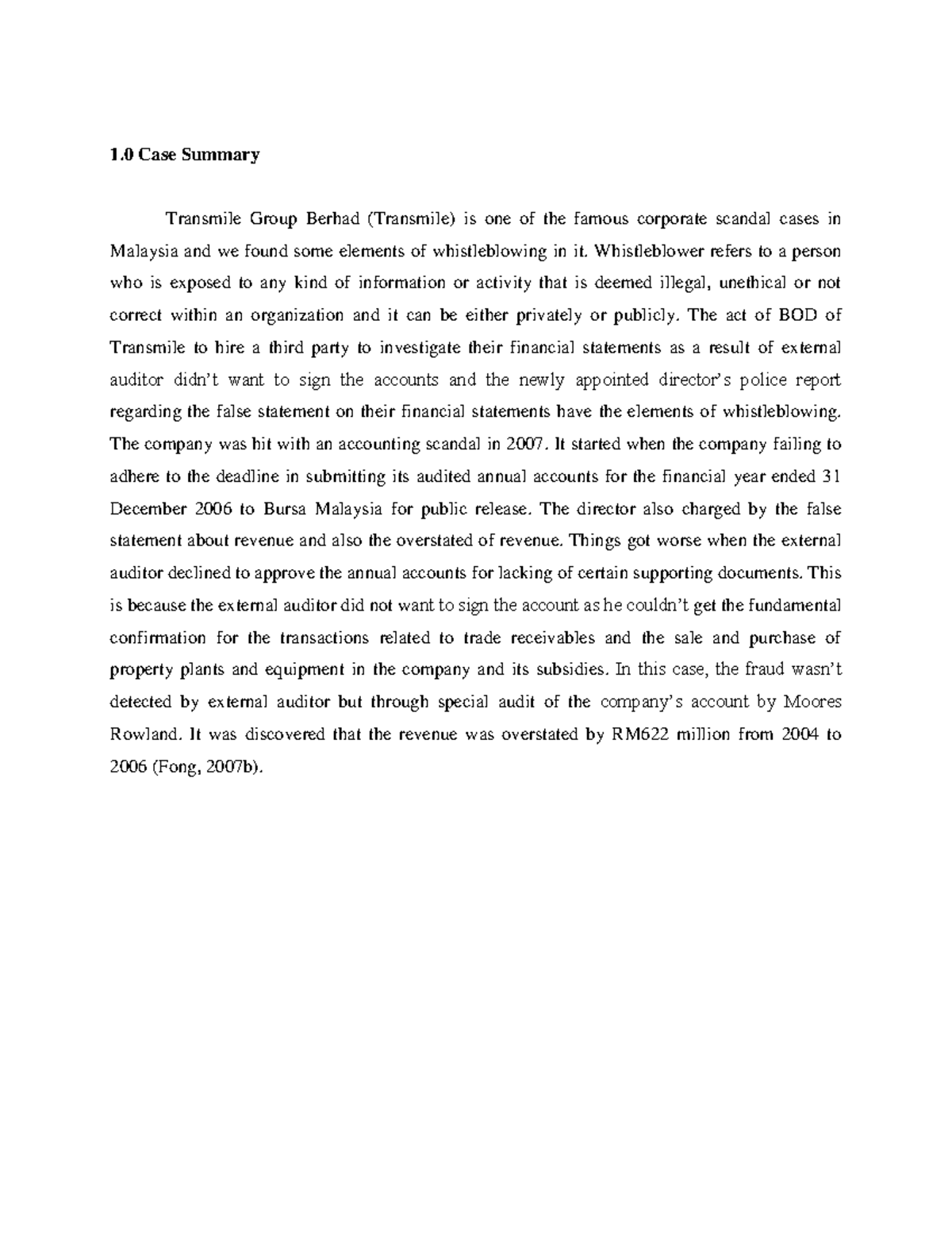 Transmile Group Berhad Scandal Case Study: Whistleblowing Elements ...