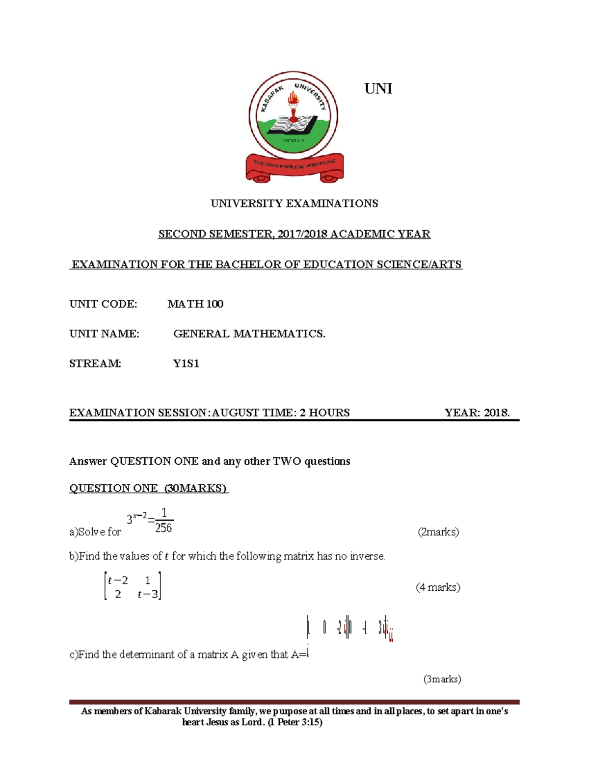 Maths 100 Final Exam Notes - General Mathematics 2018 - Studocu