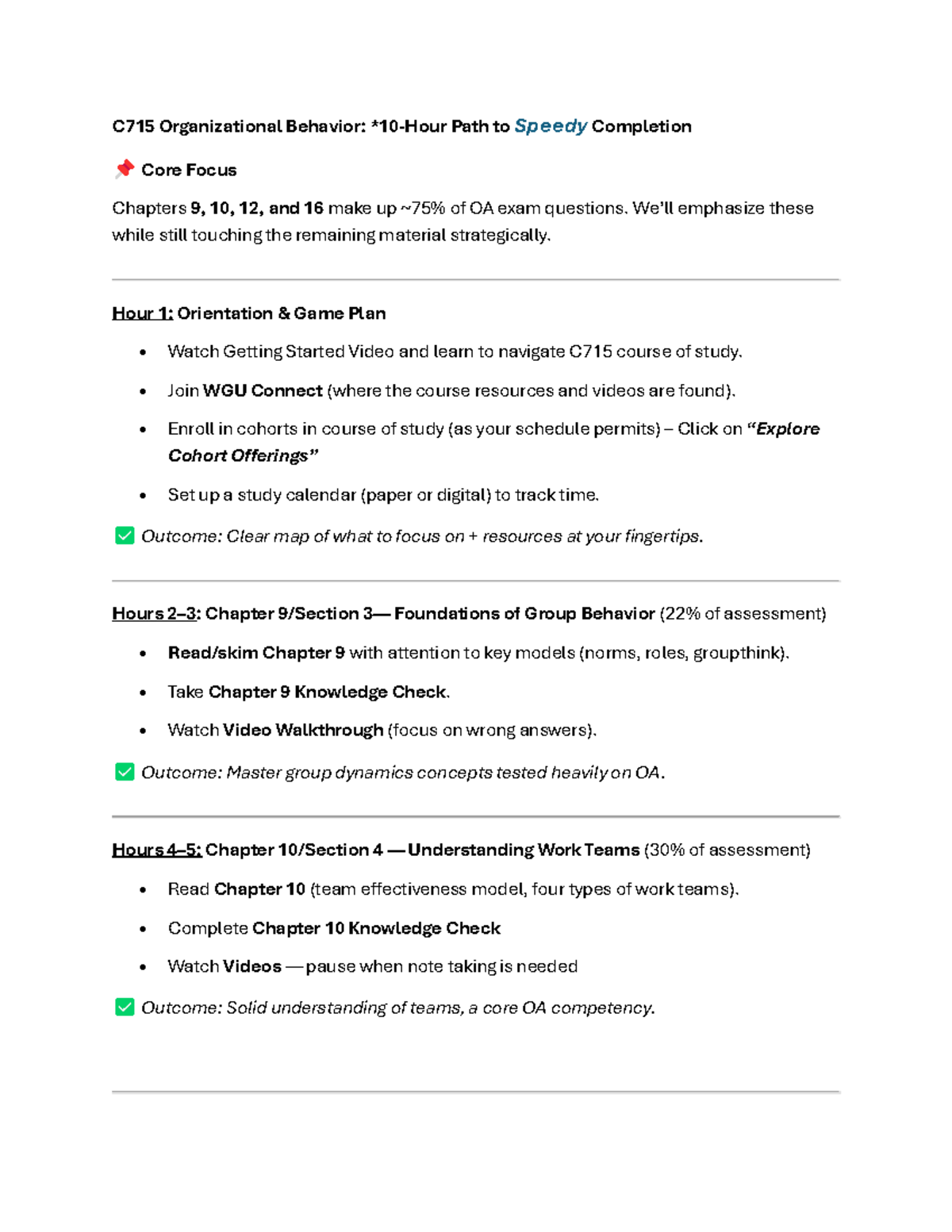 C715 Organizational Behavior: 10-Hour Speedy Exam Prep Guide - Studocu