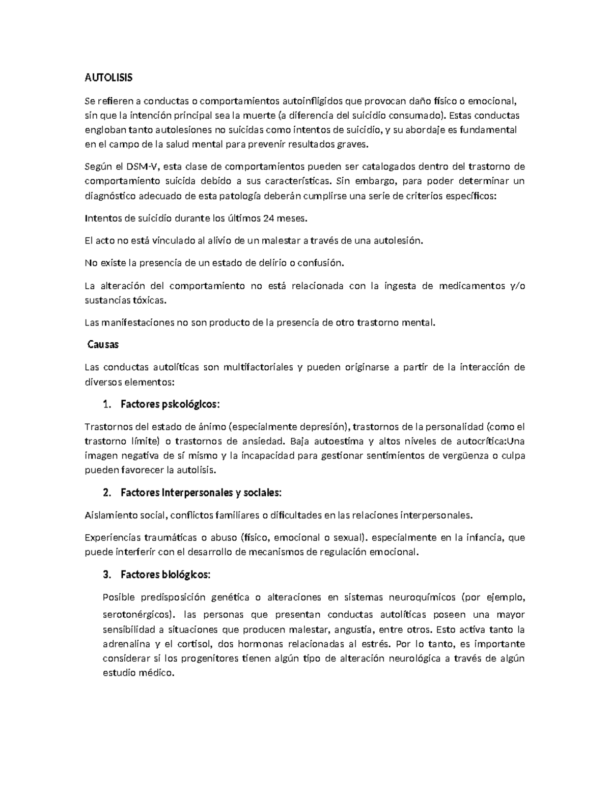 AUTOLISIS: Comportamientos Autoinfligidos y su Abordaje en Salud Mental ...