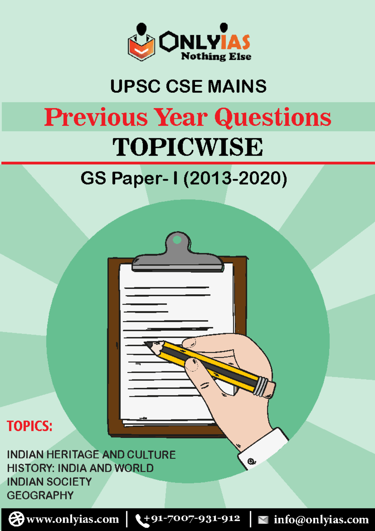 Only IAS GS Paper I Mains PYQs (2013-2020) - Topicwise Analysis - Studocu
