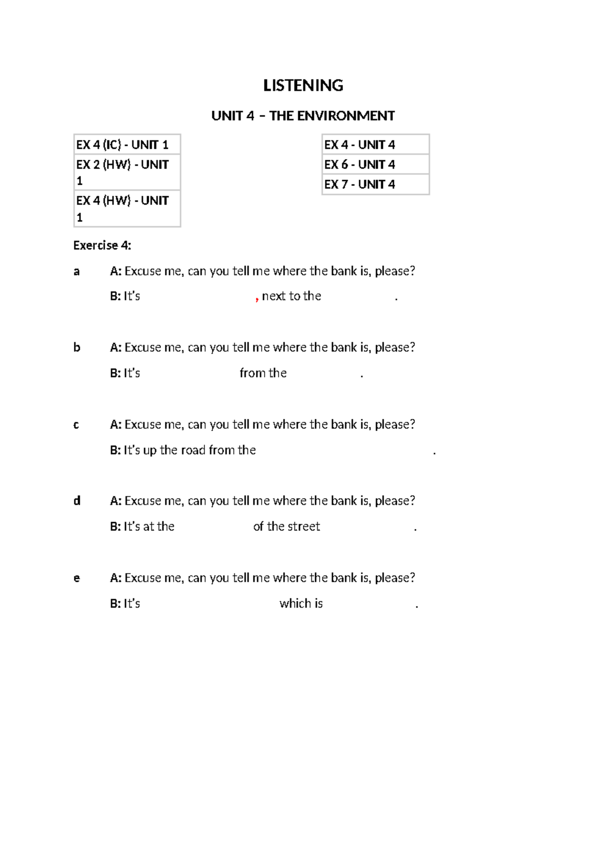 (KEY) Listening Support for Unit 4 - Environment and Business (2) - Studocu
