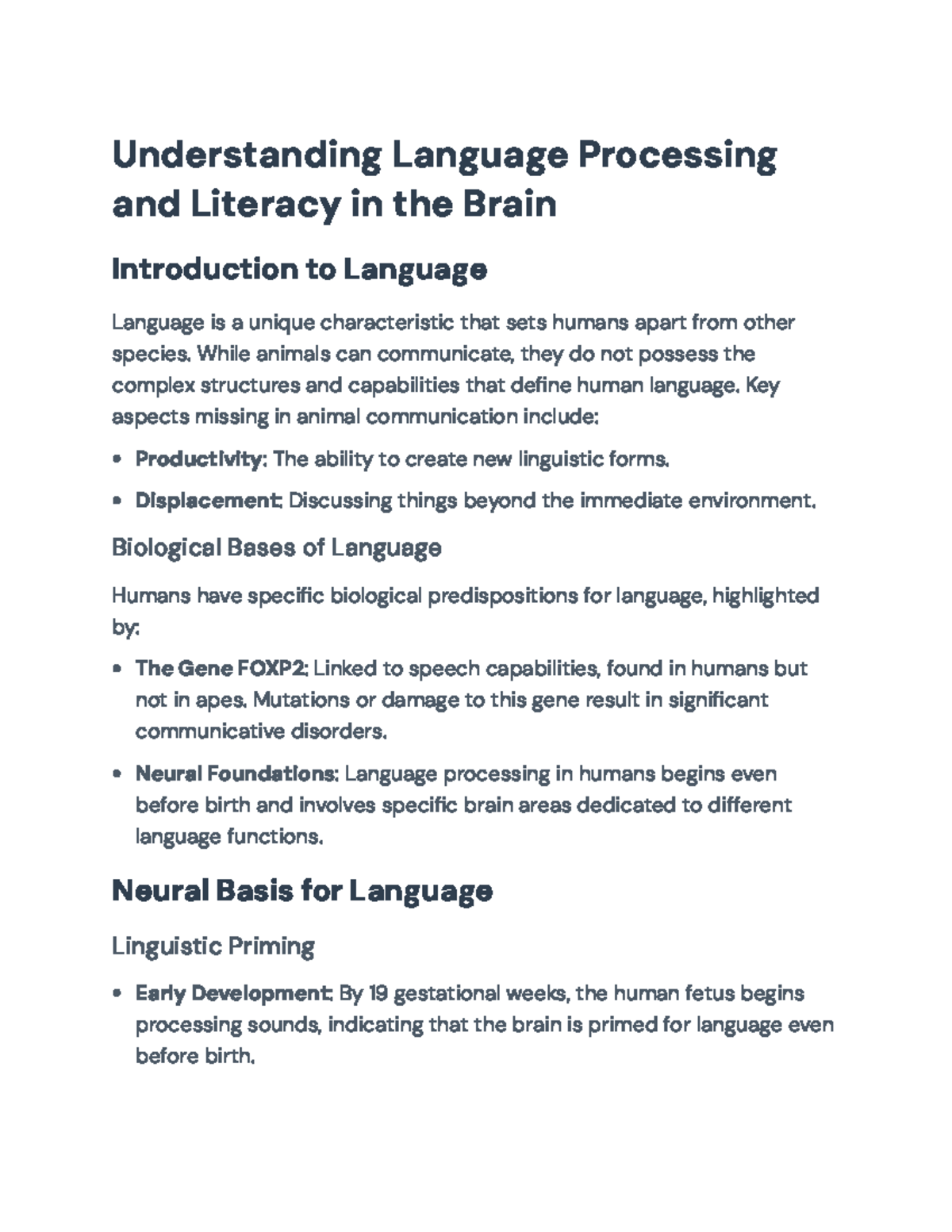 Understanding Language Processing and Literacy in the Brain: Key ...