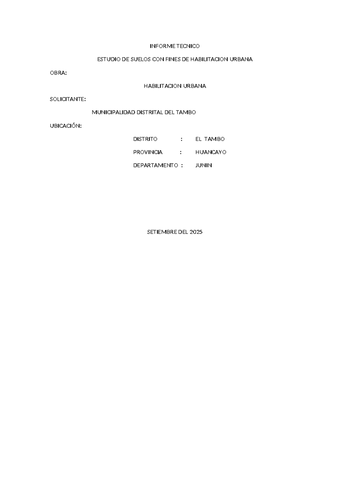 Informe Técnico de Estudio de Suelos para Habilitación Urbana - MTC 1401 - Document Preview