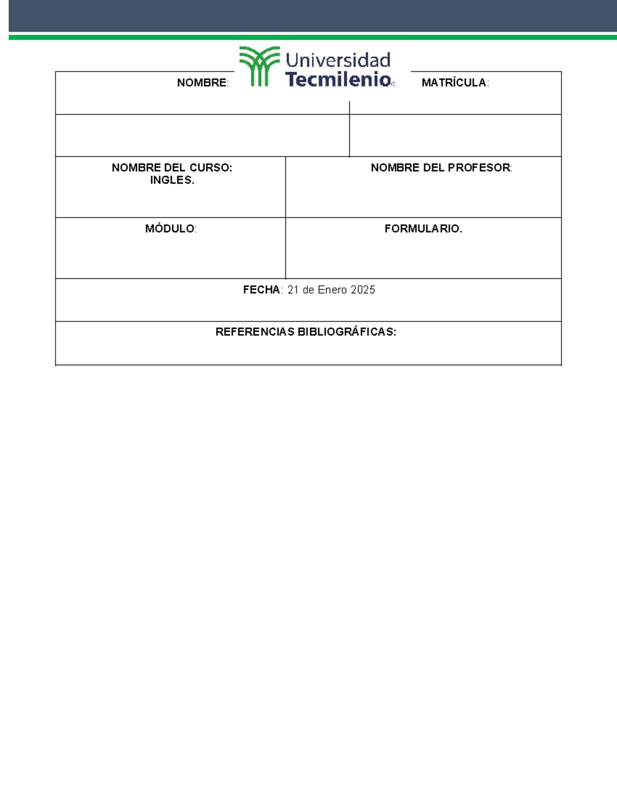 Actividad 3 - ingles - Ingles basico - NOMBRE: MATRÍCULA: NOMBRE DEL ...