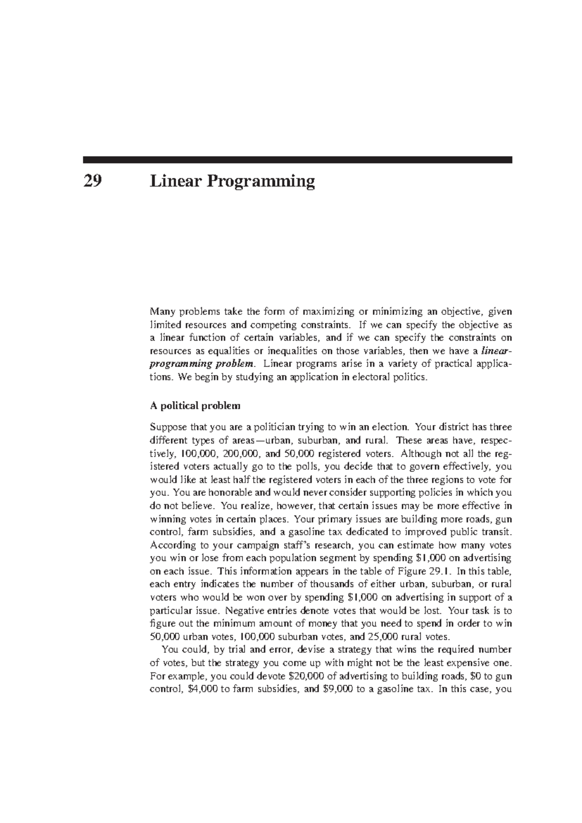 Chapter 29 Linear Programming - 29 Linear Programming Many problems ...