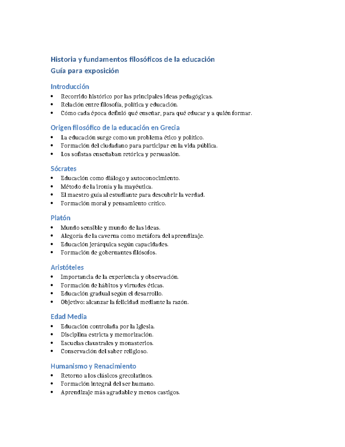 Historia y Fundamentos Filosóficos de la Educación: Guía de Exposición ...