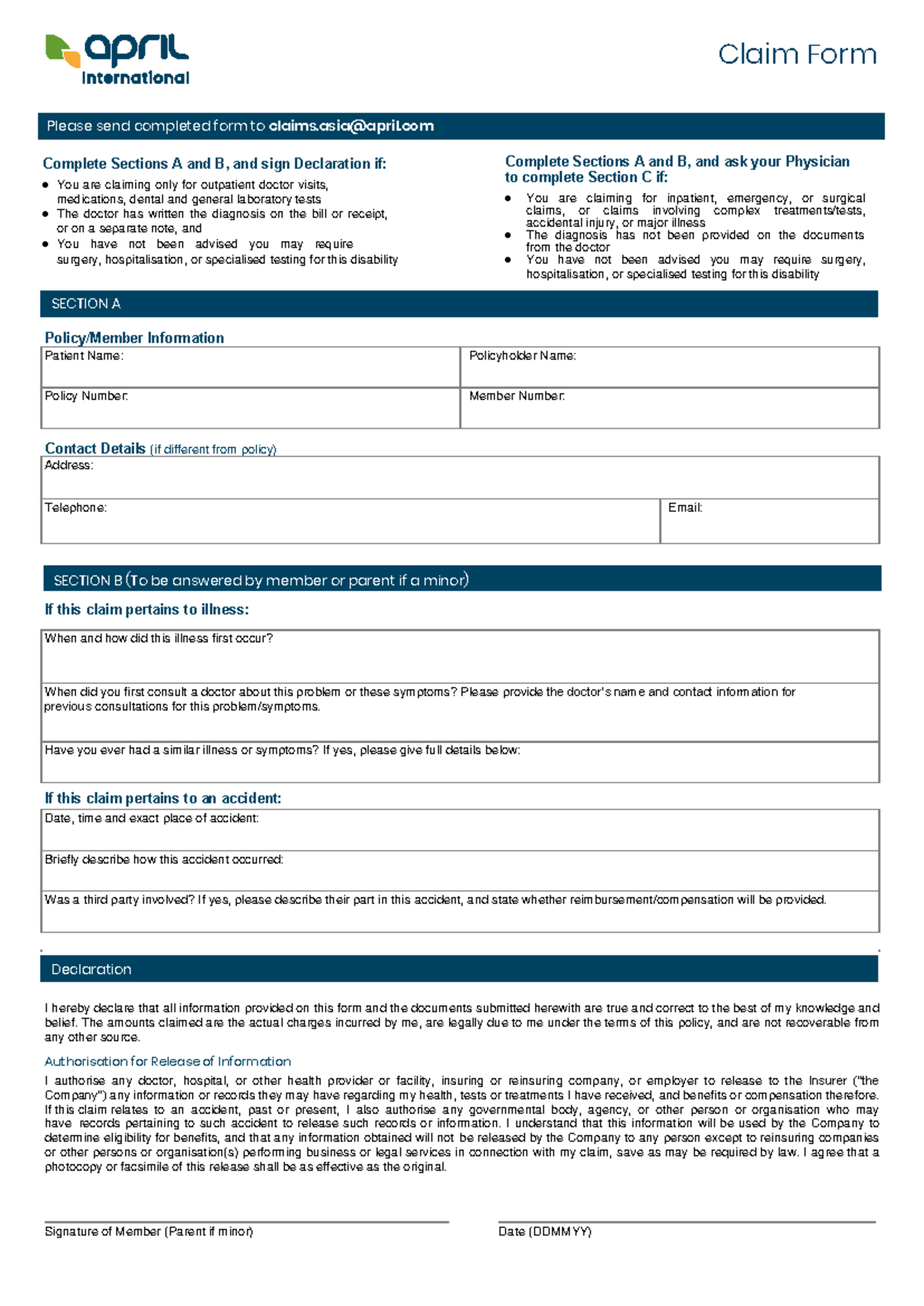 April Vietnam - OPD Claim Form - Updated 17/10/2023 - Studocu