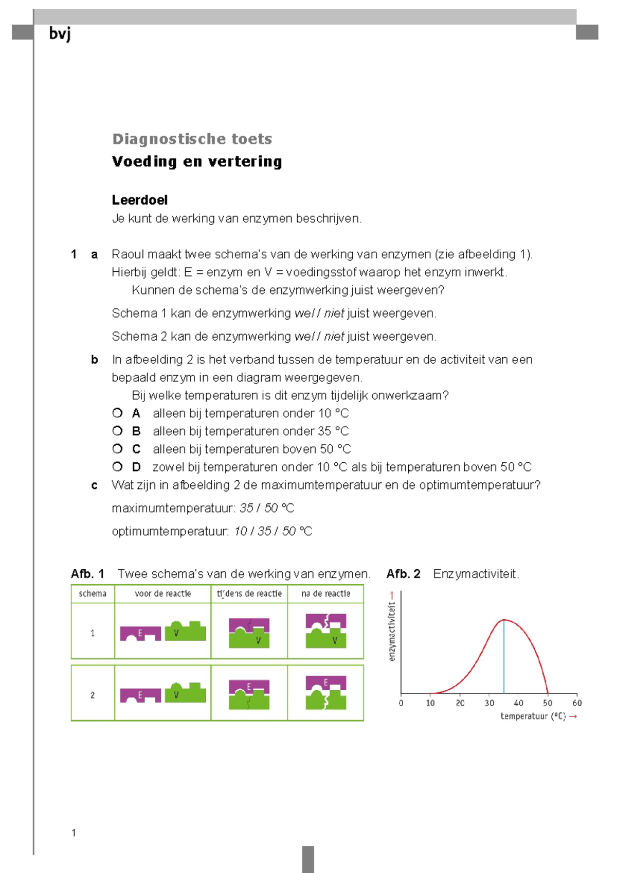 Diagnostische toets Voeding en Vertering: Enzymen en Functies - Studeersnel