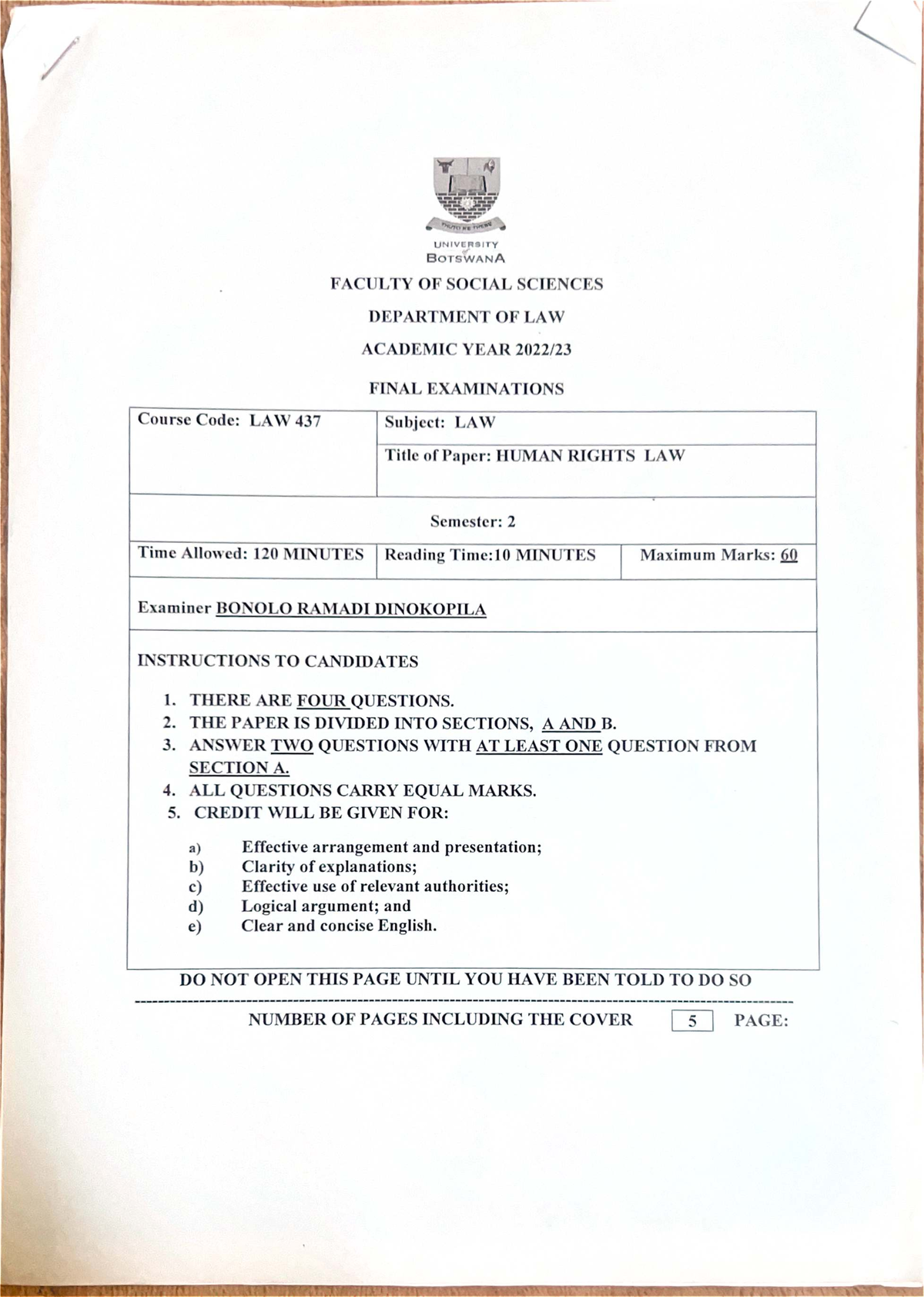 LAW 437 Final Exam: Human Rights Law (2022-2023) - Studocu