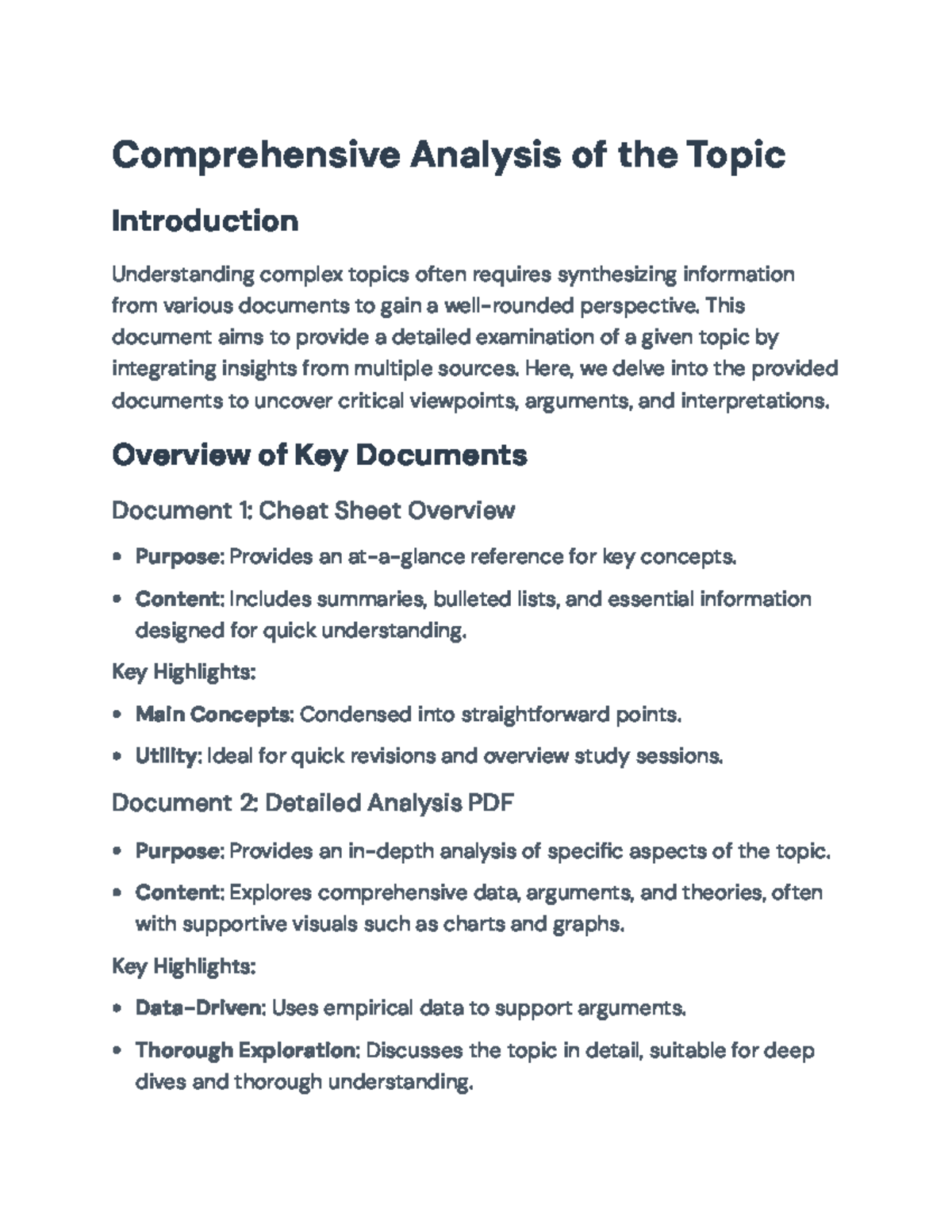 Comprehensive Topic Analysis: Key Insights and Document Synthesis ...
