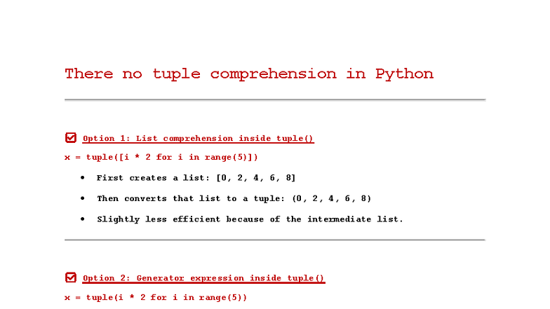 Tuple Comprehension in Python: Efficient Methods Explained - Studocu