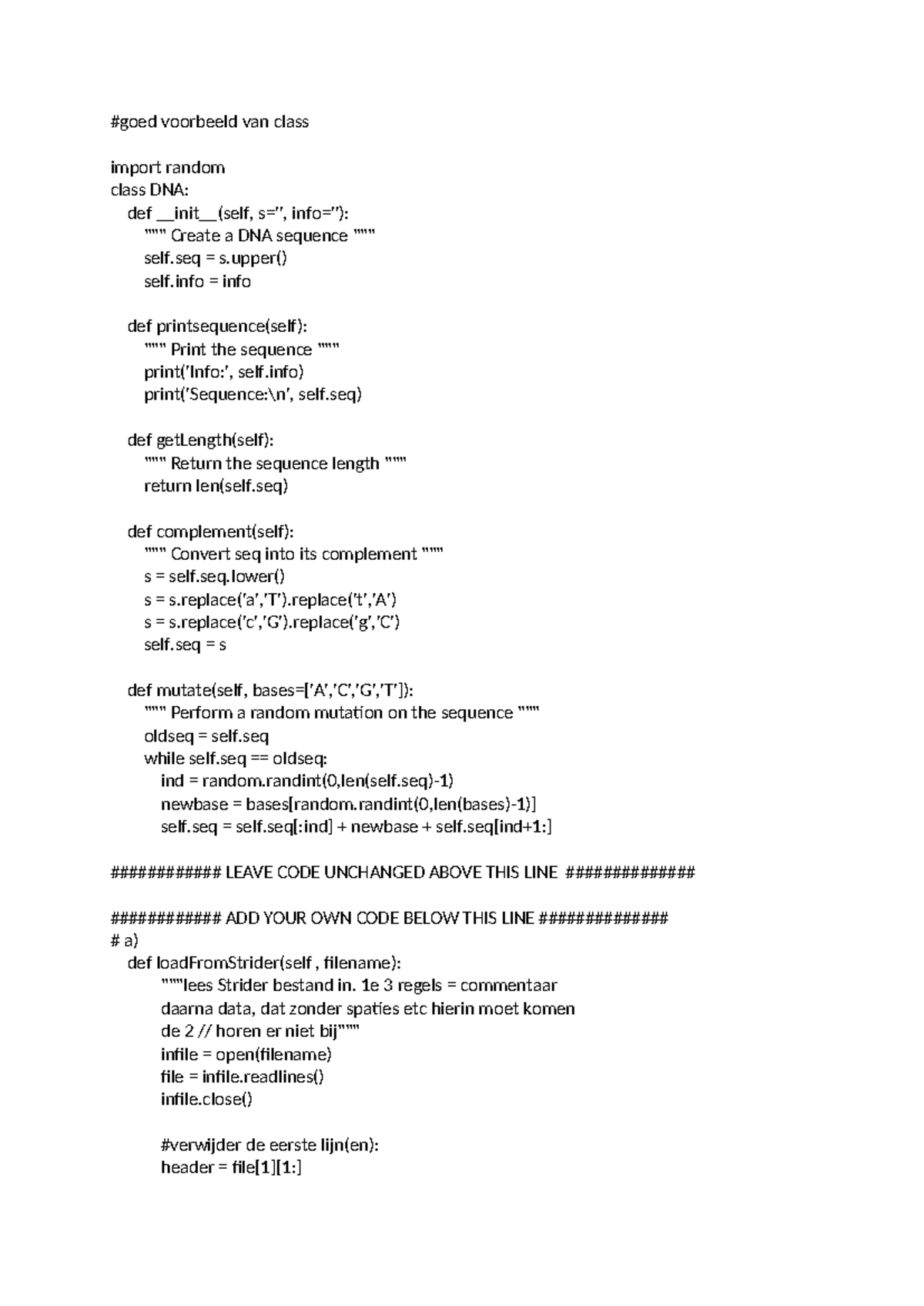 DNA Class Programming Example: Implementing Basic Methods in Python ...