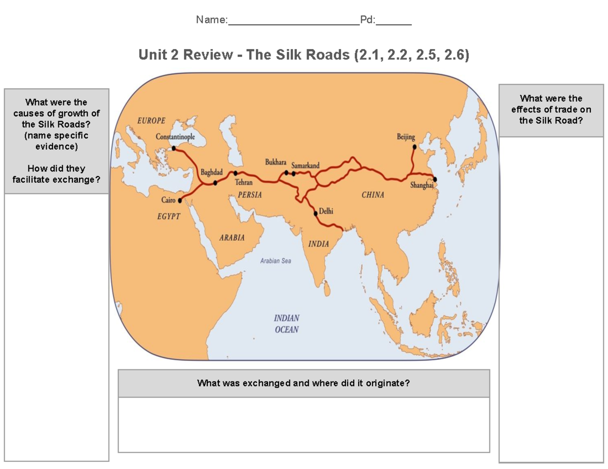 Unit 2 Review - AP World CED: Silk Roads & Mongol Empire Effects - Studocu