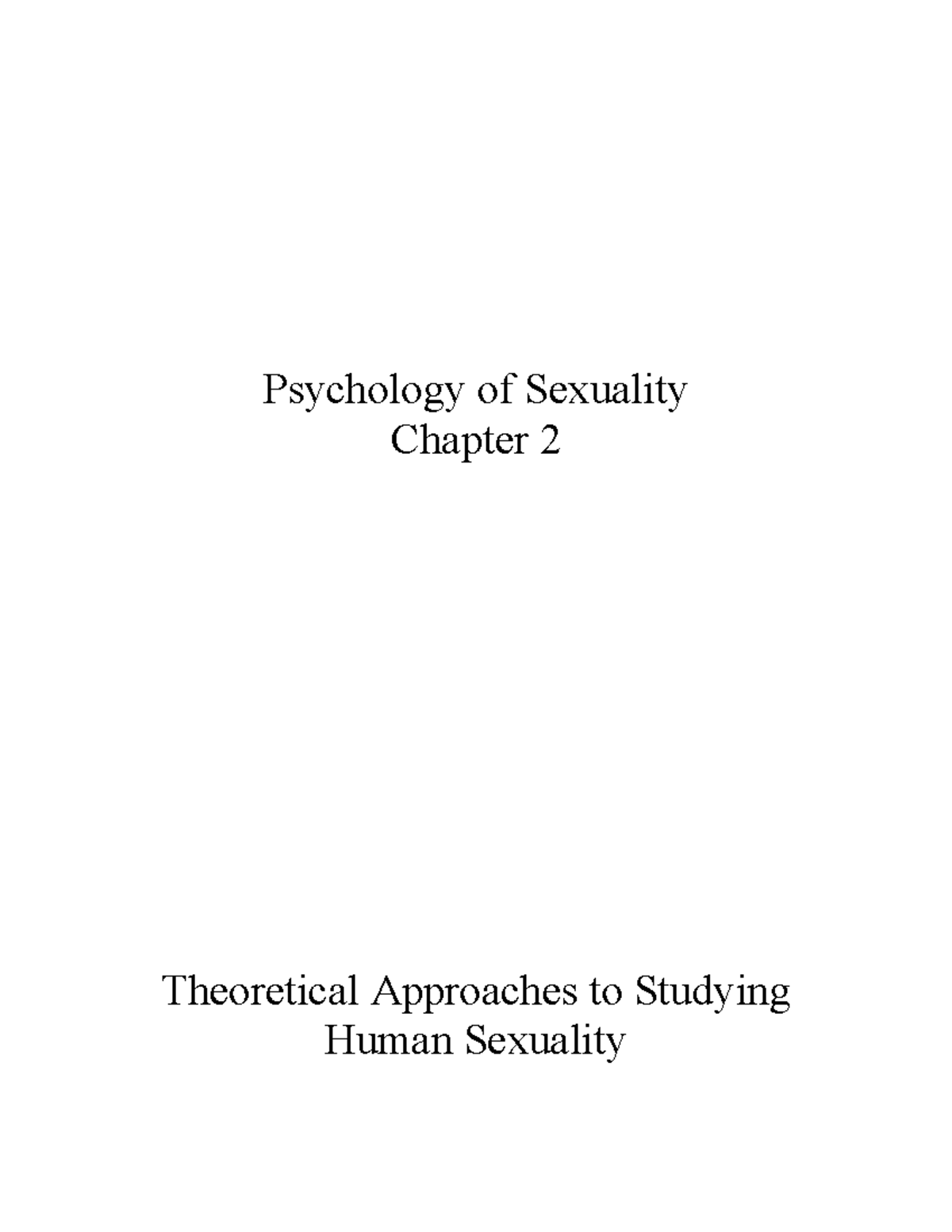 Psychology of Sexuality PSY 101 Chapter 2 Theoretical Approaches - Studocu