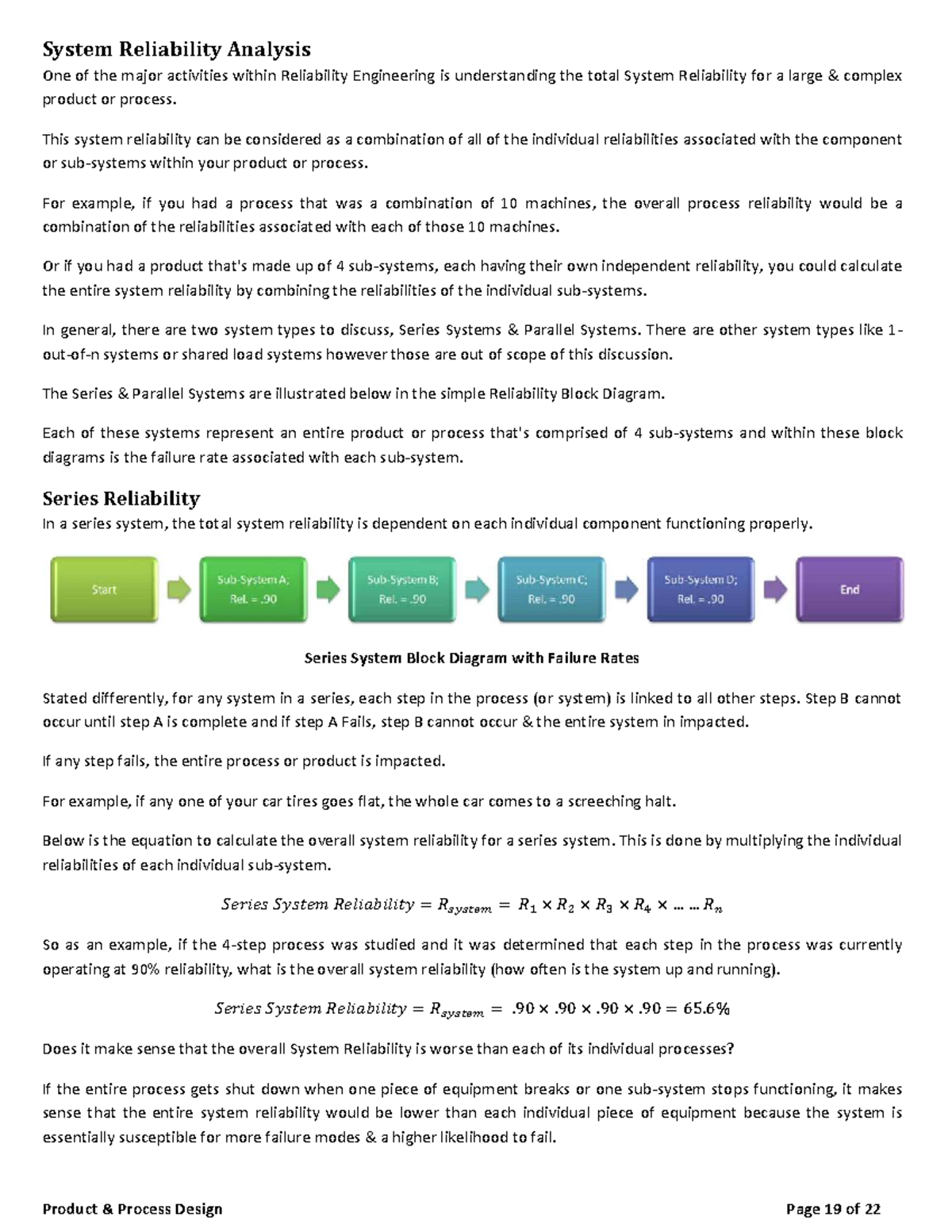 System Reliability Analysis in Product & Process Design - Studocu