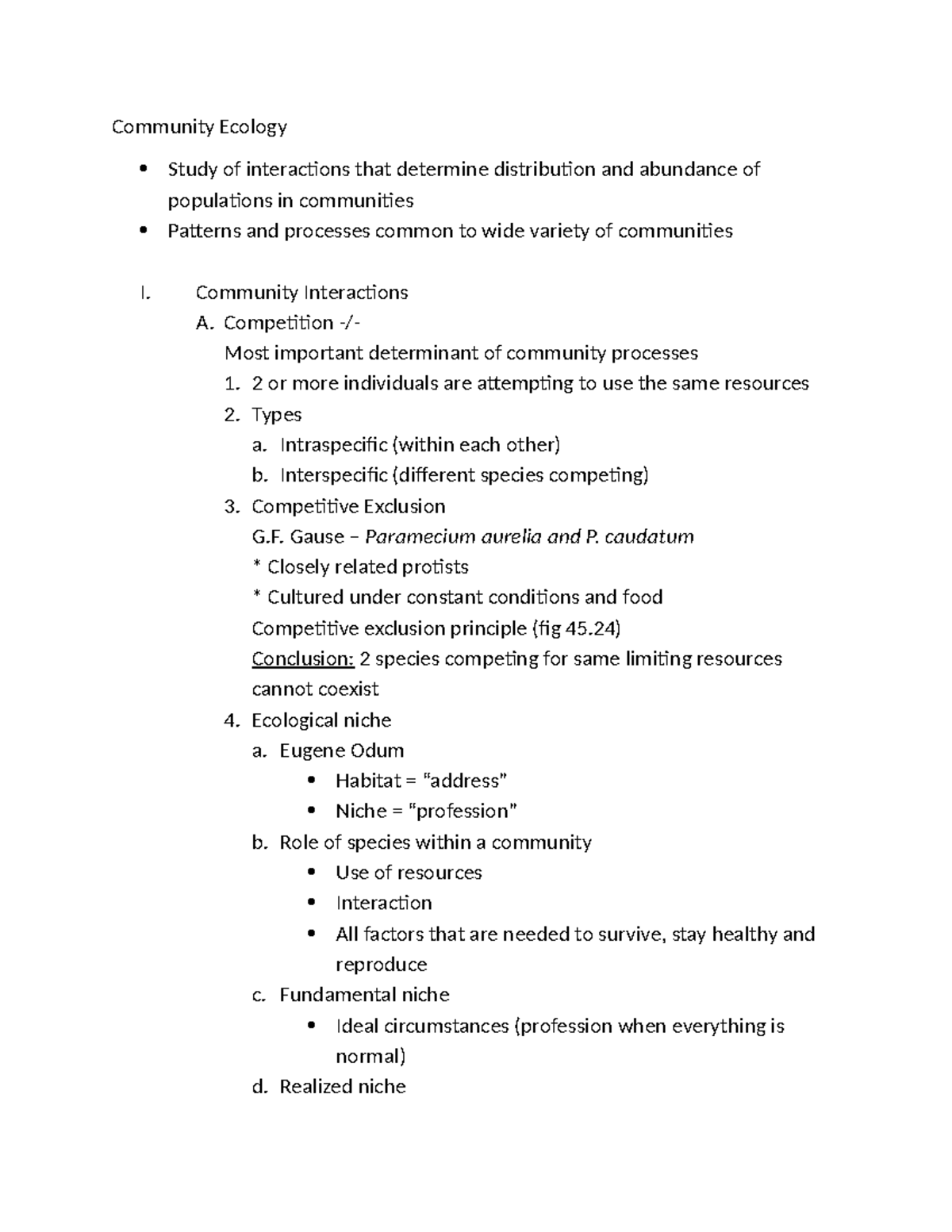 Community Ecology (BIO 101): Interactions, Patterns, and Processes ...