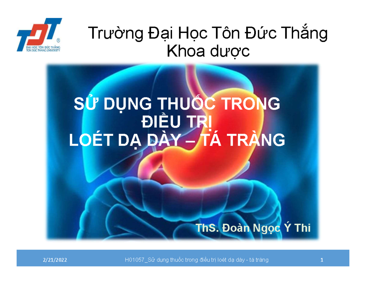 Loét Dạ Dày – Tá Tràng: Điều Trị & Chẩn Đoán - DDTT 123 - Studocu