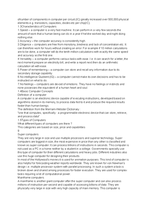KCSE Form One Computer Studies: Comprehensive Course Guide - Studocu
