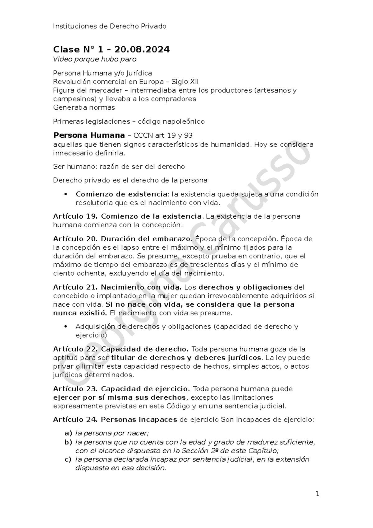 Resumen de Clases - Persona Humana y Jurídica (CCC) - Studocu