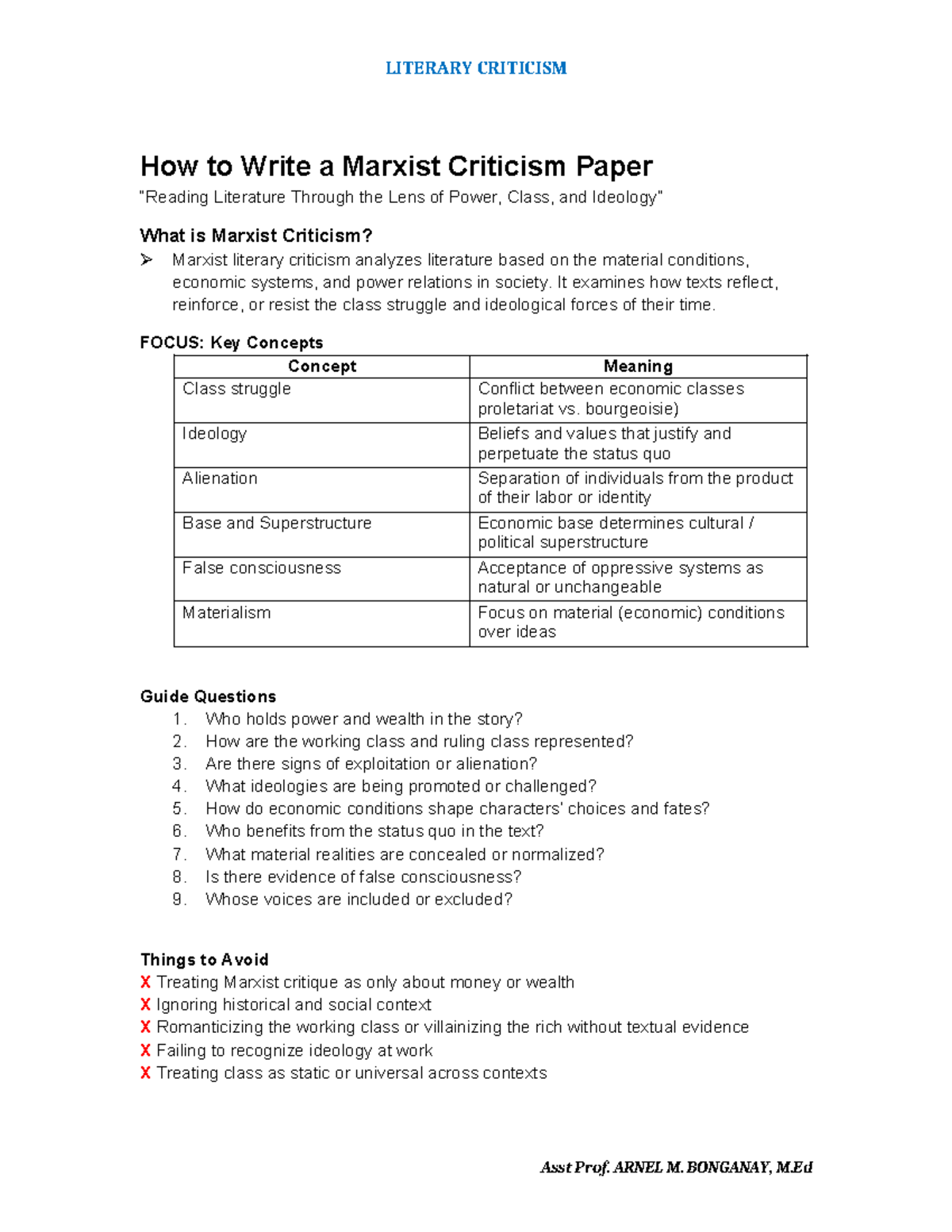 LIT 301: Marxist Criticism - Analyzing Power and Class in Literature ...