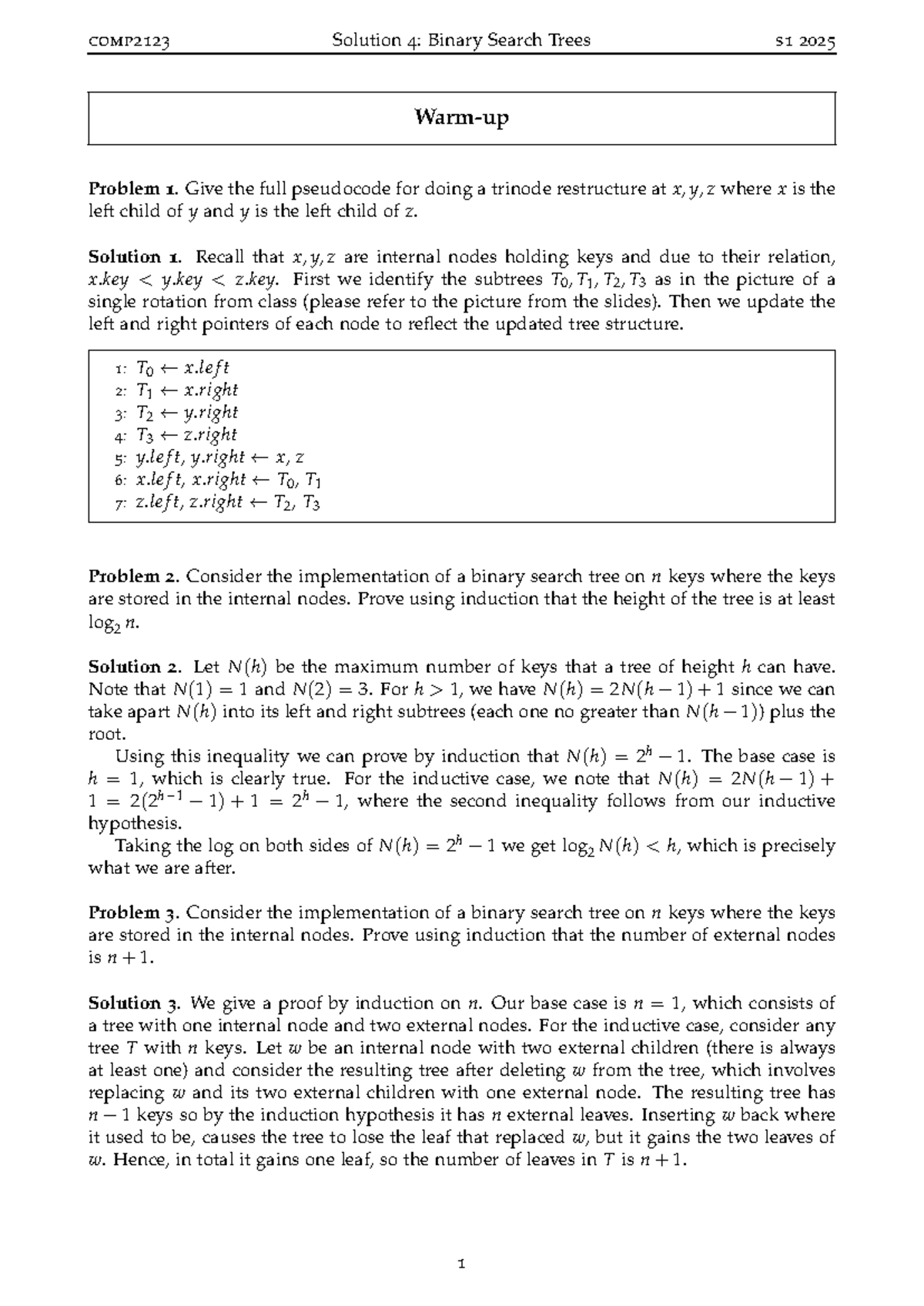 Week 4 - Binary Search Trees solutions - Warm-up Problem 1. Give the ...
