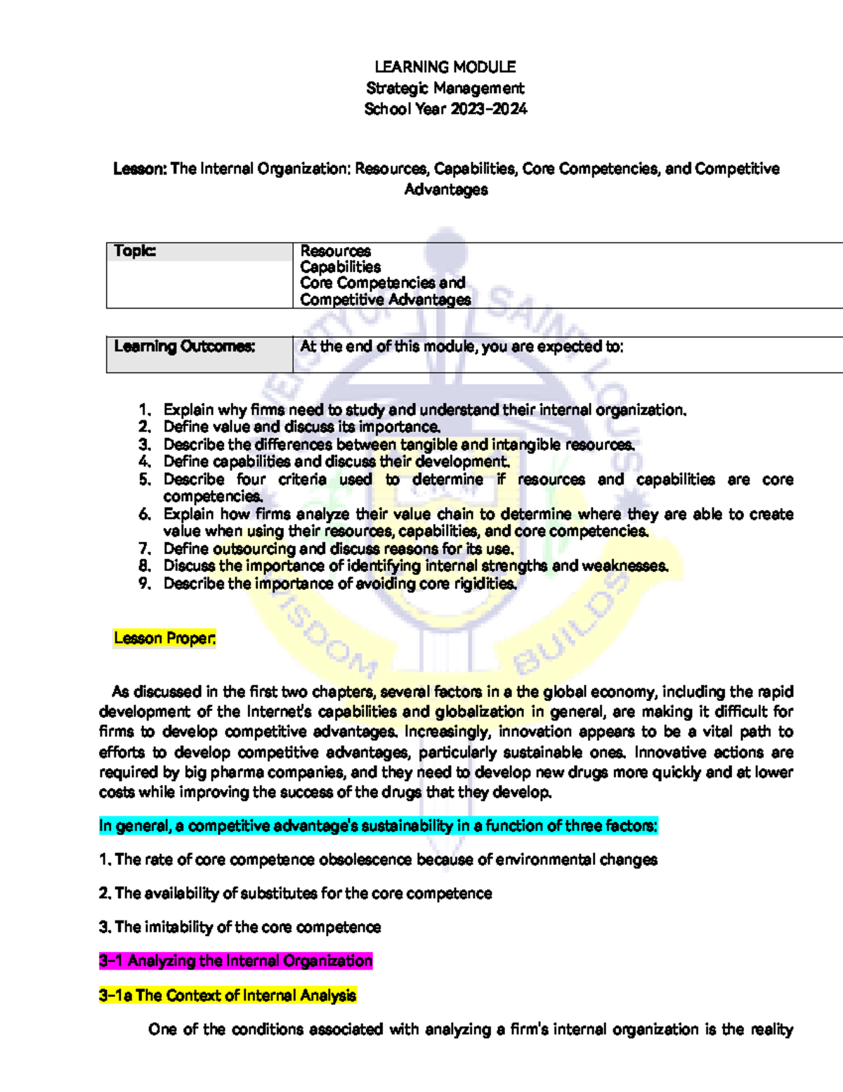 Module 3 - Bcxggyu - LEARNINGLEARNING MODULEMODULE SStrtraattegegiicc ...