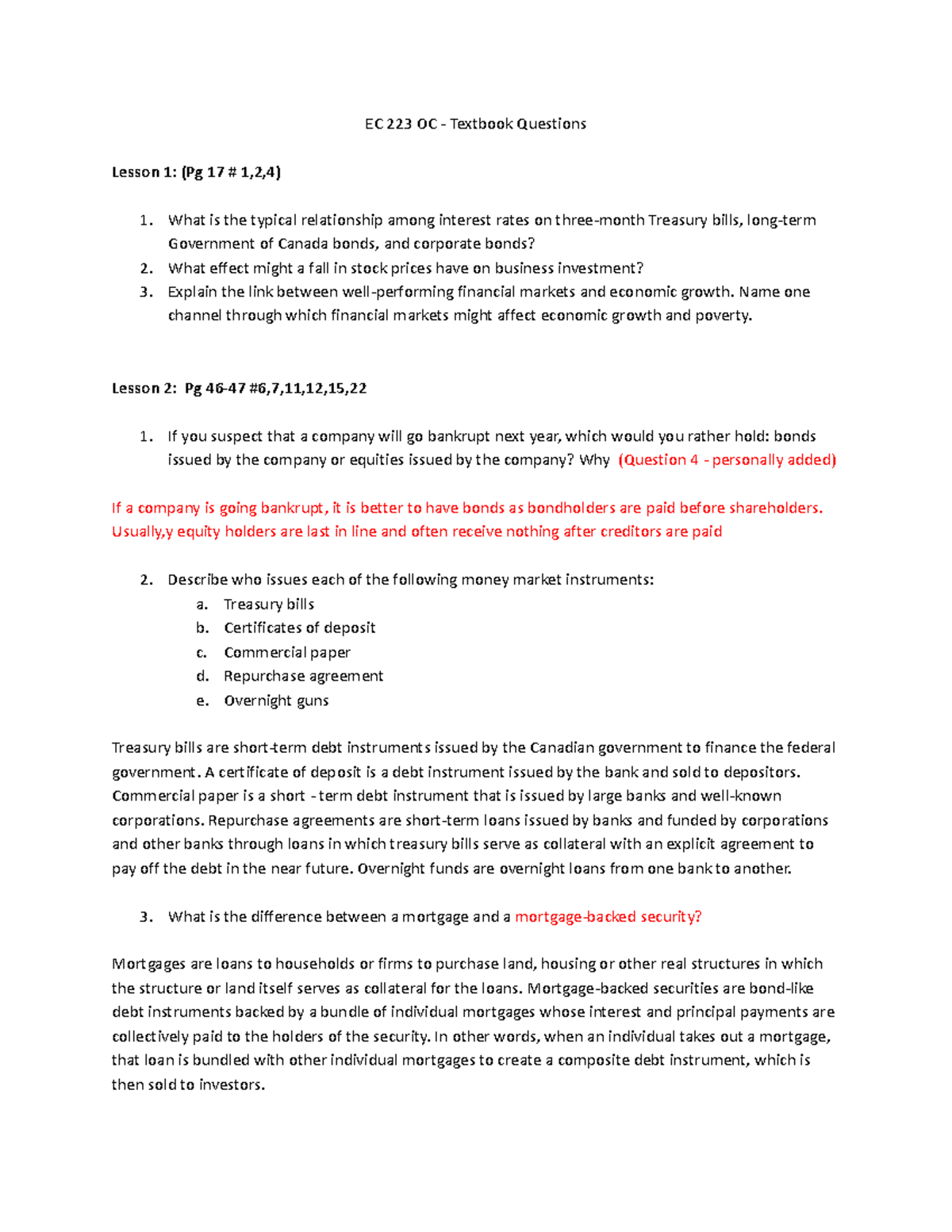 EC 223 OC - Textbook Questions: Lessons 1 & 2 Overview - Studocu