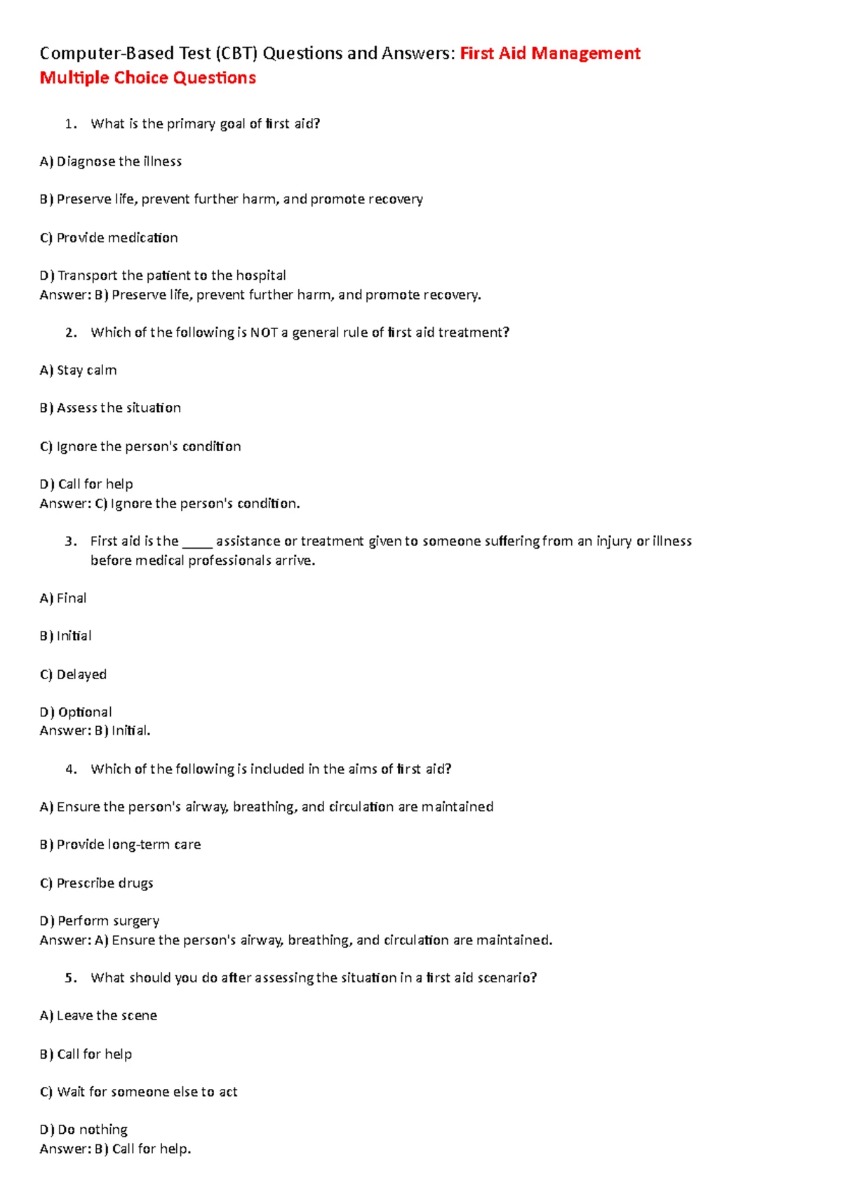 MCQs on ALOC and Pain Management (Course Code: ALOC 101) - Studocu