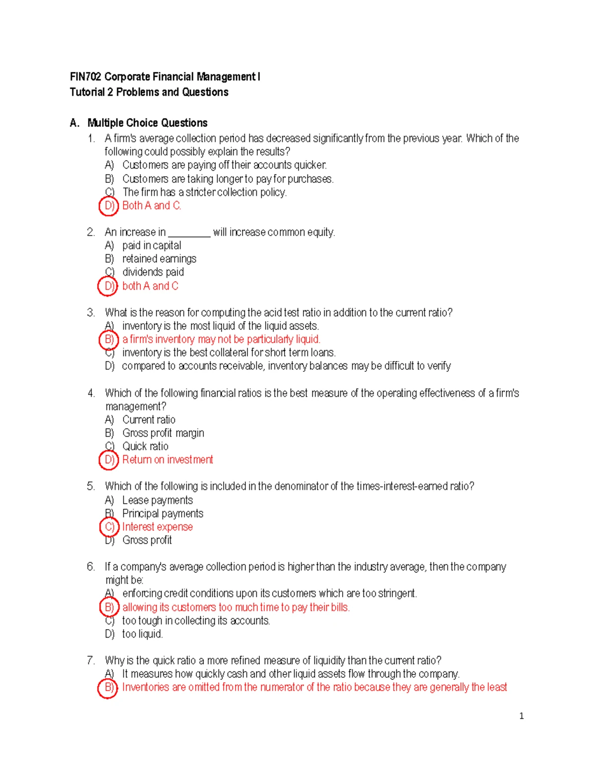 FIN702 Tutorial 4 - Solutions on Risk and Return in Finance - Studocu