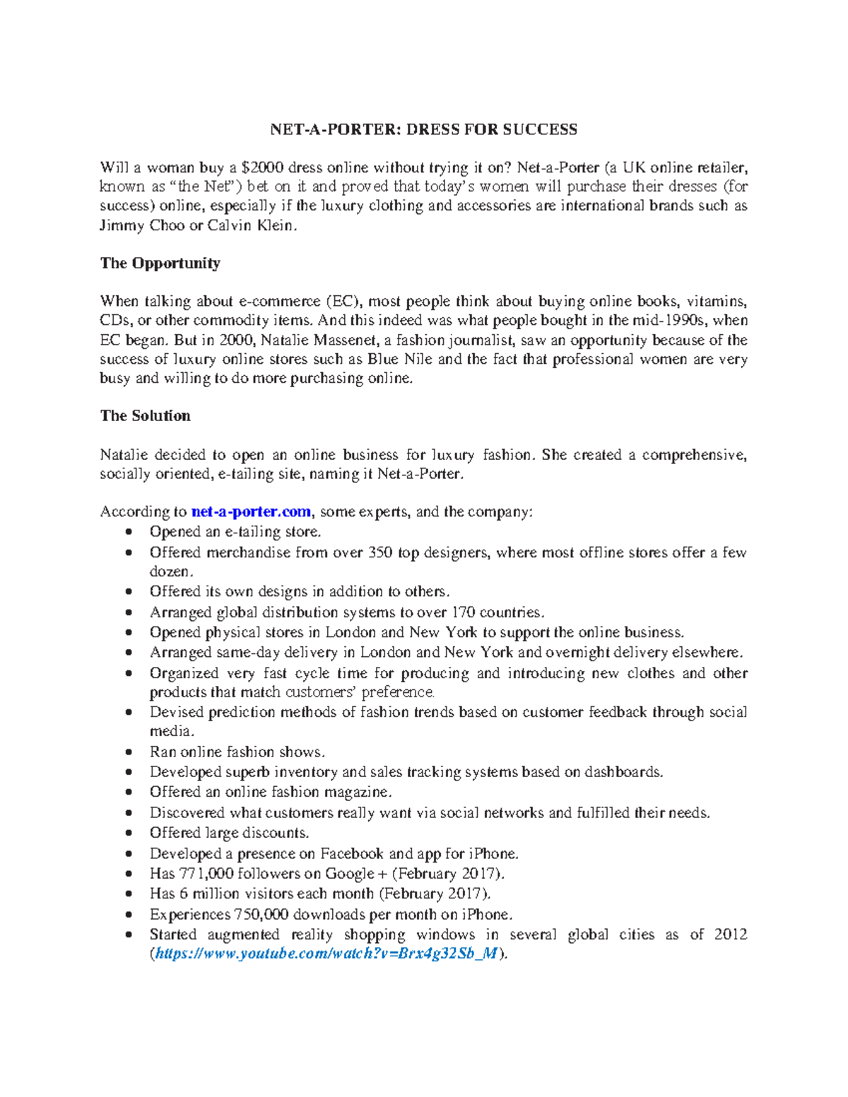 NET - A Comprehensive Analysis of a Porter Case Study on Net-a-Porter ...