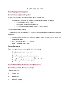 Final Exam Health Assessment (NUR 301) Study Guide and Key Concepts ...