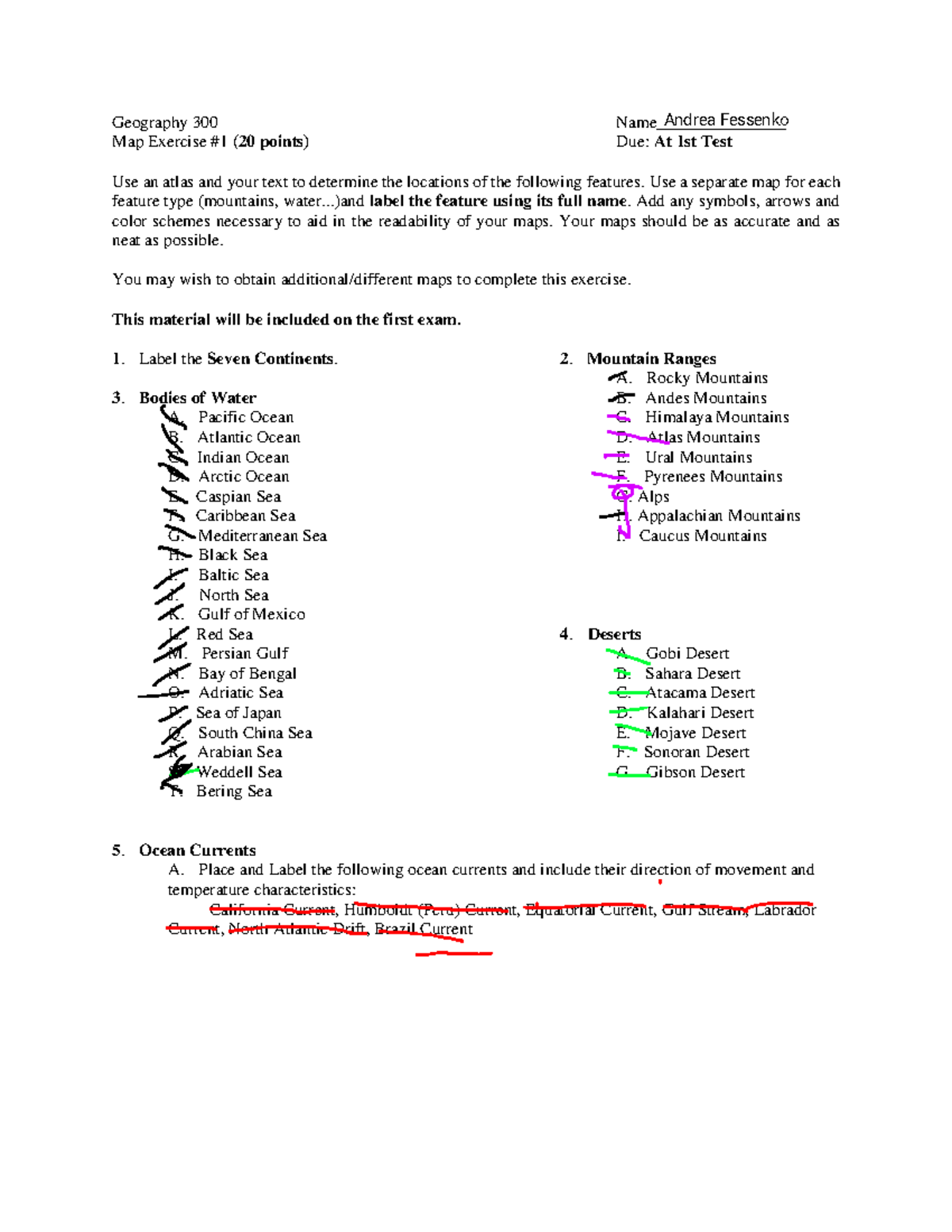 Geography 300 - Map Exercise #1 for First Exam Preparation - Studocu
