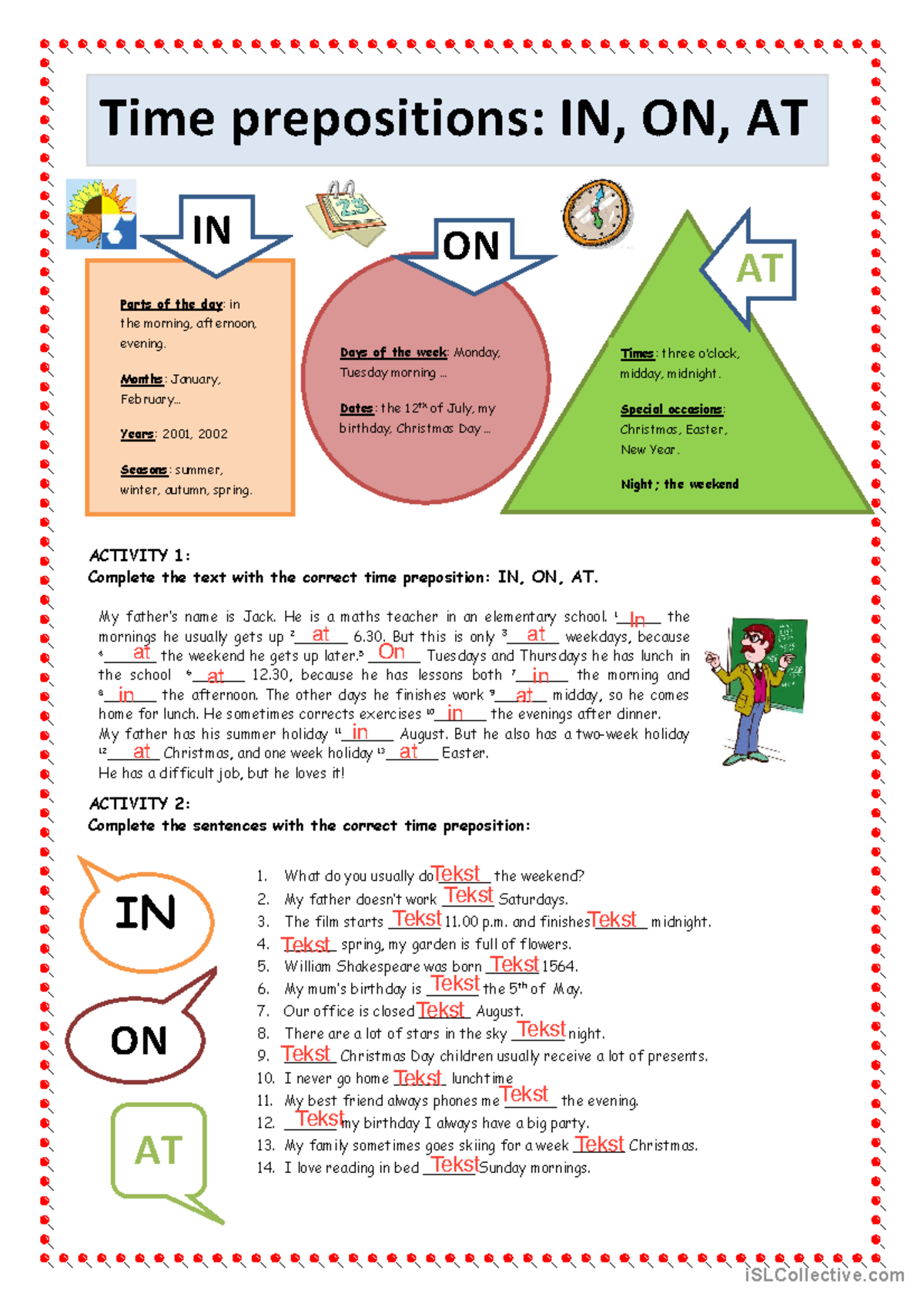Time Prepositions: Understanding IN, ON, AT for English Learners - Studocu